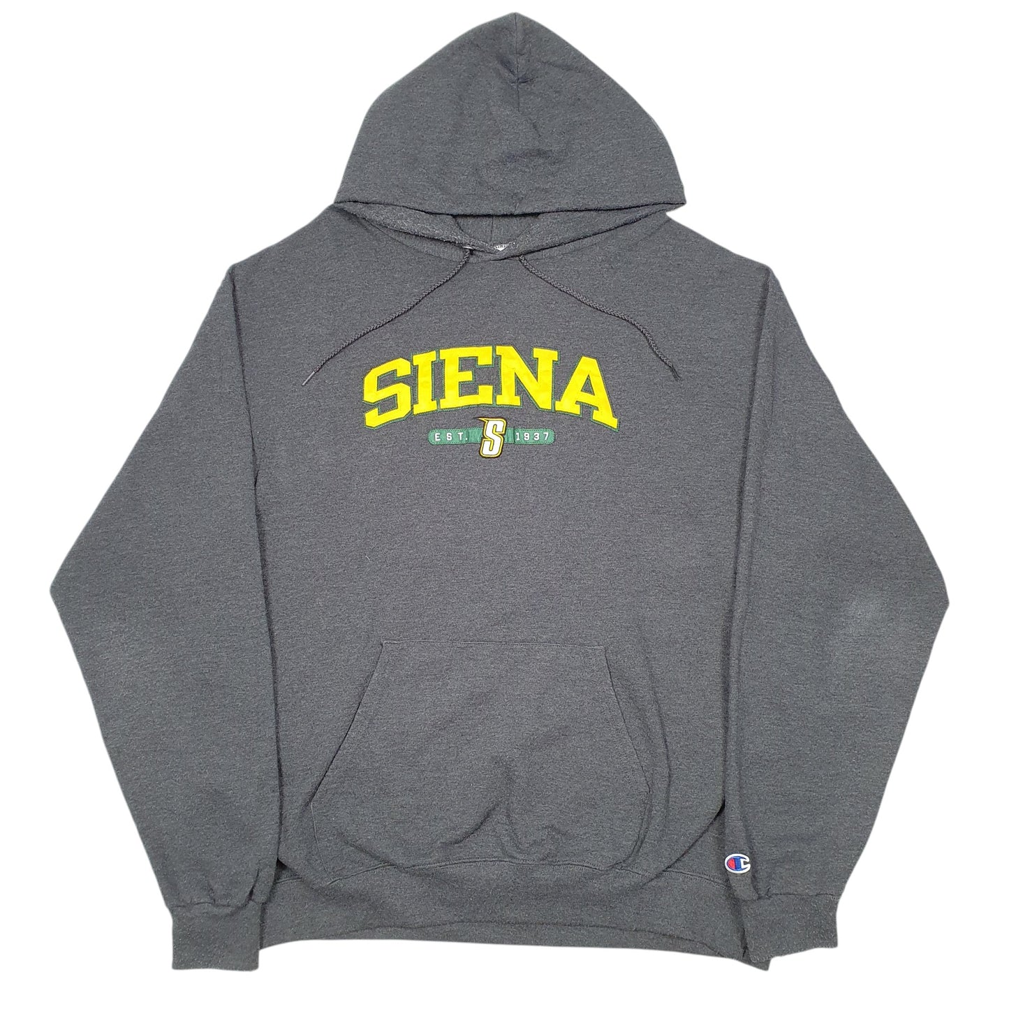 Mens Grey Champion Siena College USA Spellout Hoodie Jumper