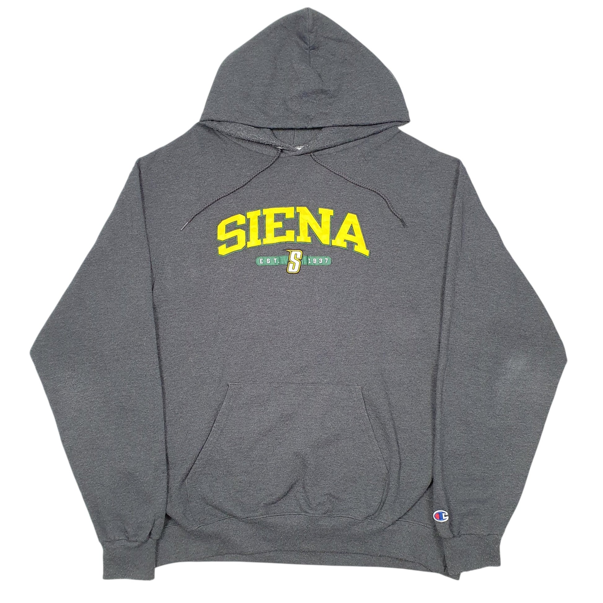 Mens Grey Champion Siena College USA Spellout Hoodie Jumper