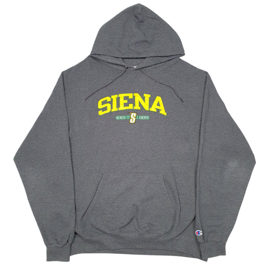 Mens Grey Champion Siena College USA Spellout Hoodie Jumper