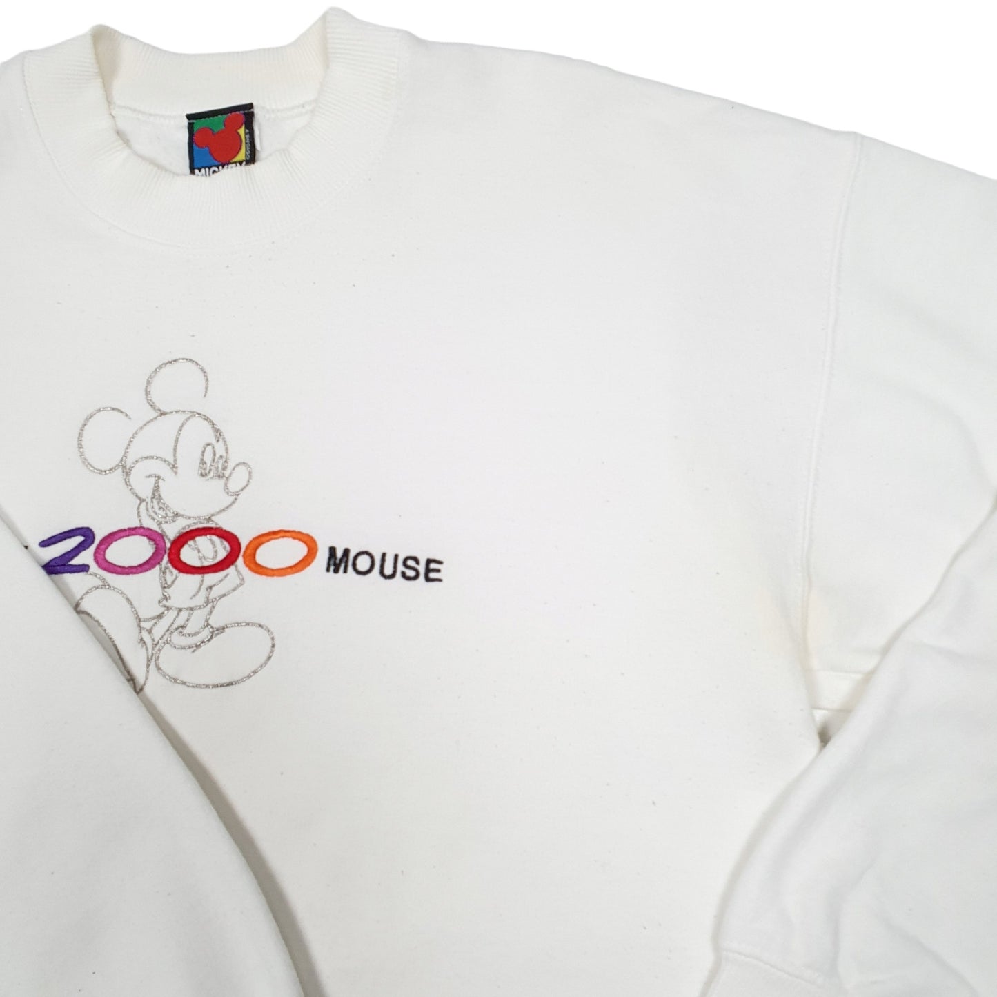 Mens White Disney Mickey Mouse 2000 Vintage Crewneck Jumper