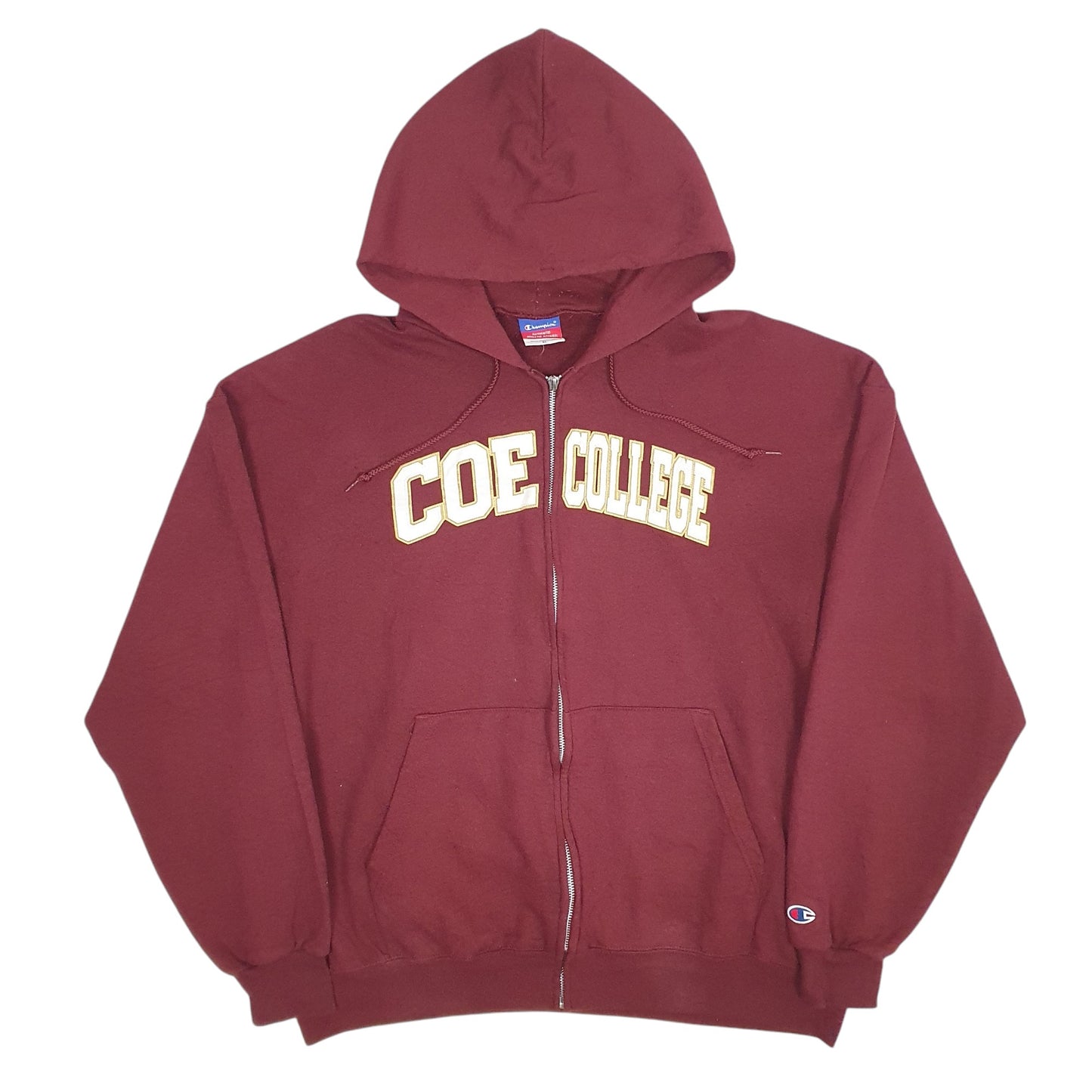 Mens Burgundy Champion Coe College Full Zip Jumper