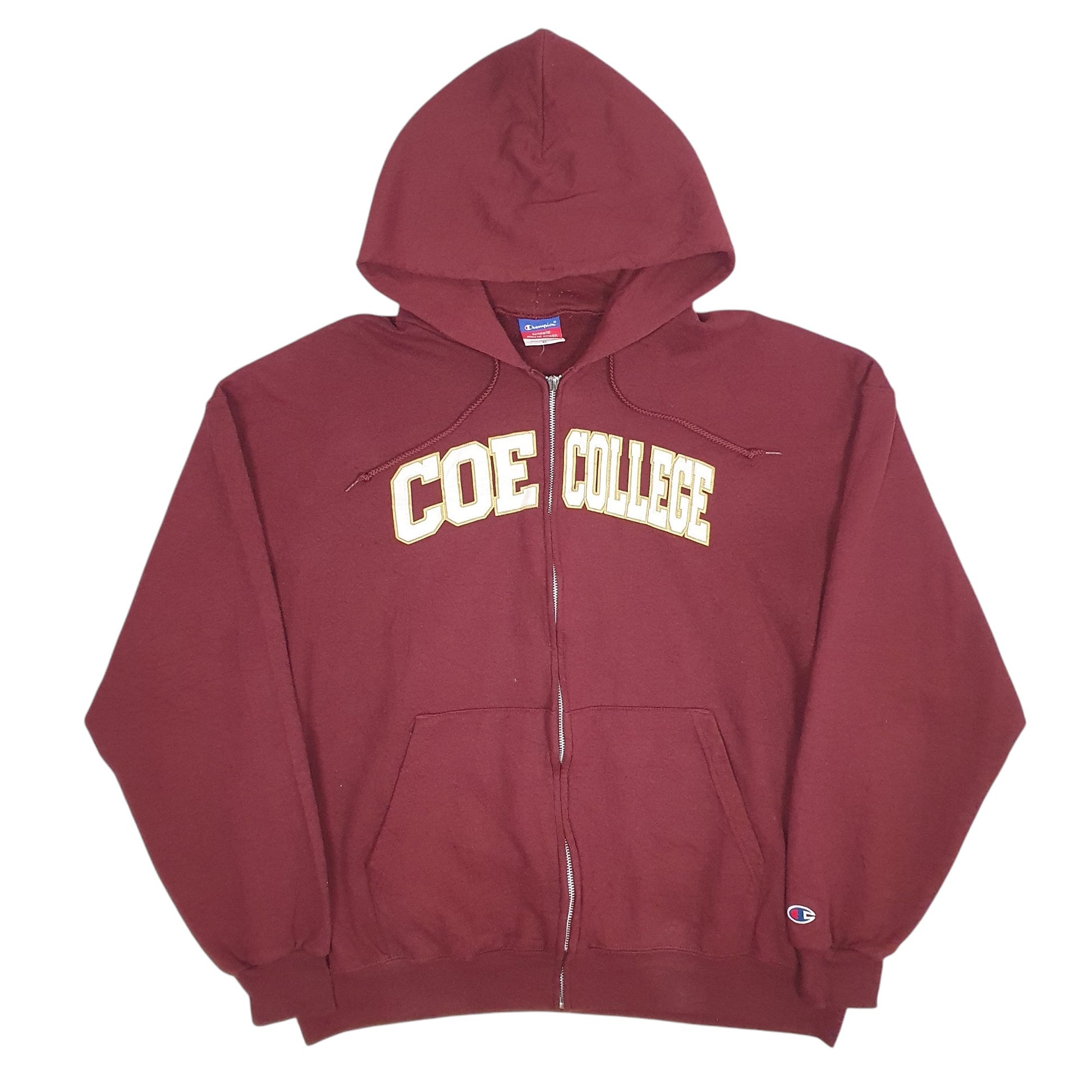 Mens Burgundy Champion Coe College Full Zip Jumper