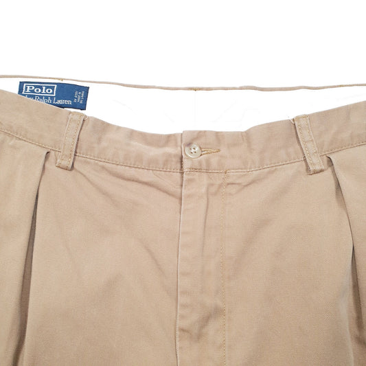 Mens Tan Polo Ralph Lauren Vintage Andrew Pant Double Pleated Chino Trousers