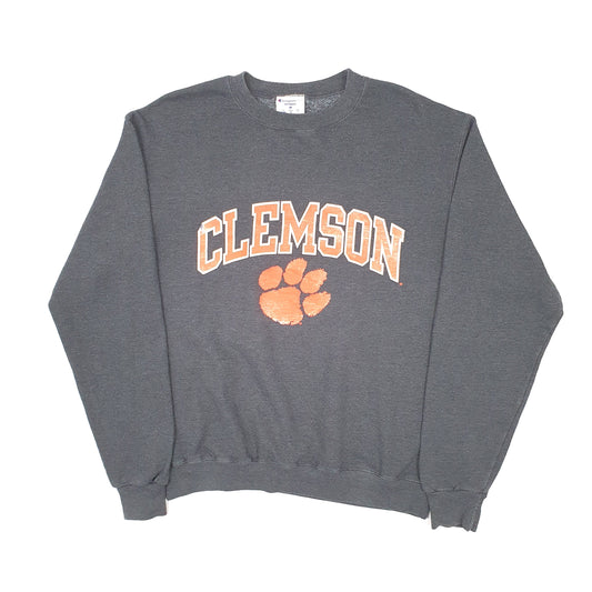 Mens Grey Champion Clemson Crewneck Jumper