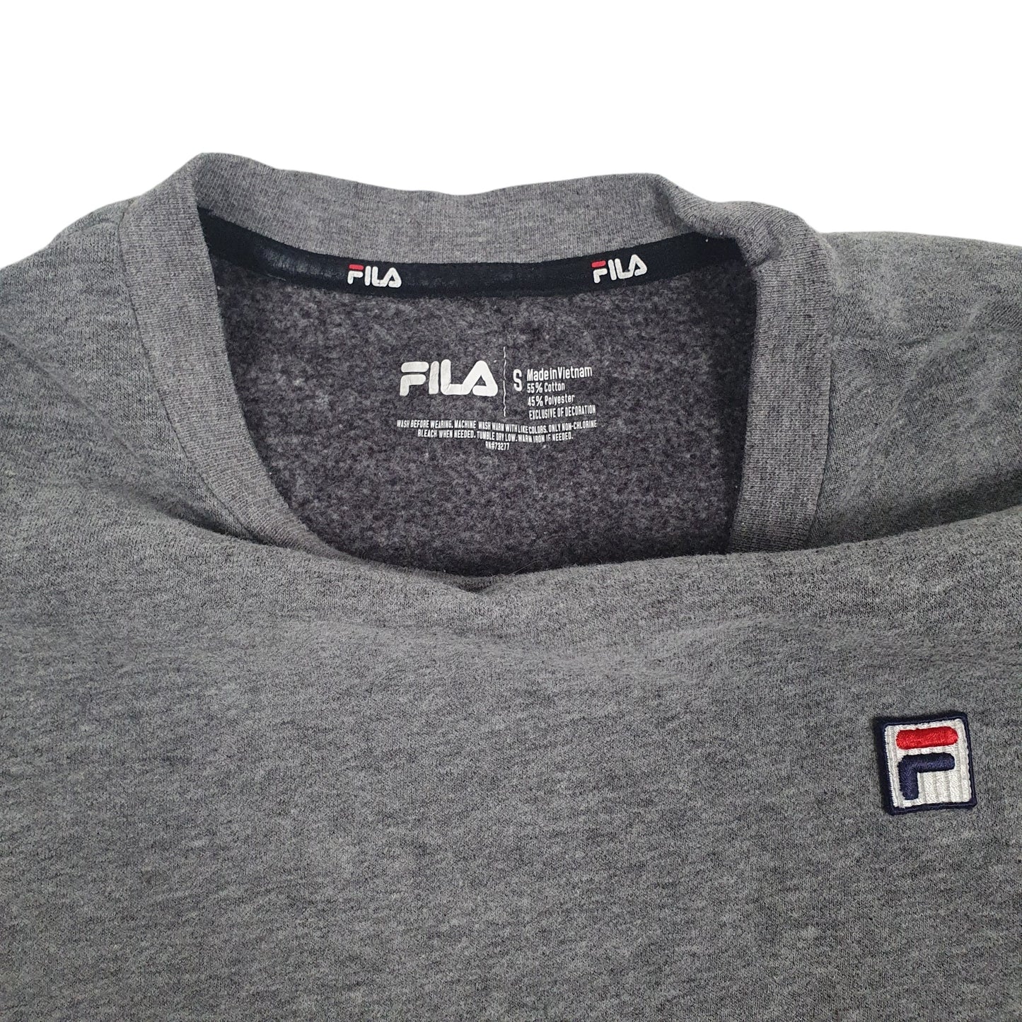 Mens Grey Fila  Crewneck Jumper