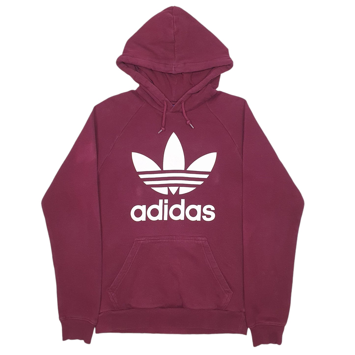 Mens Burgundy Adidas Spellout Hoodie Jumper