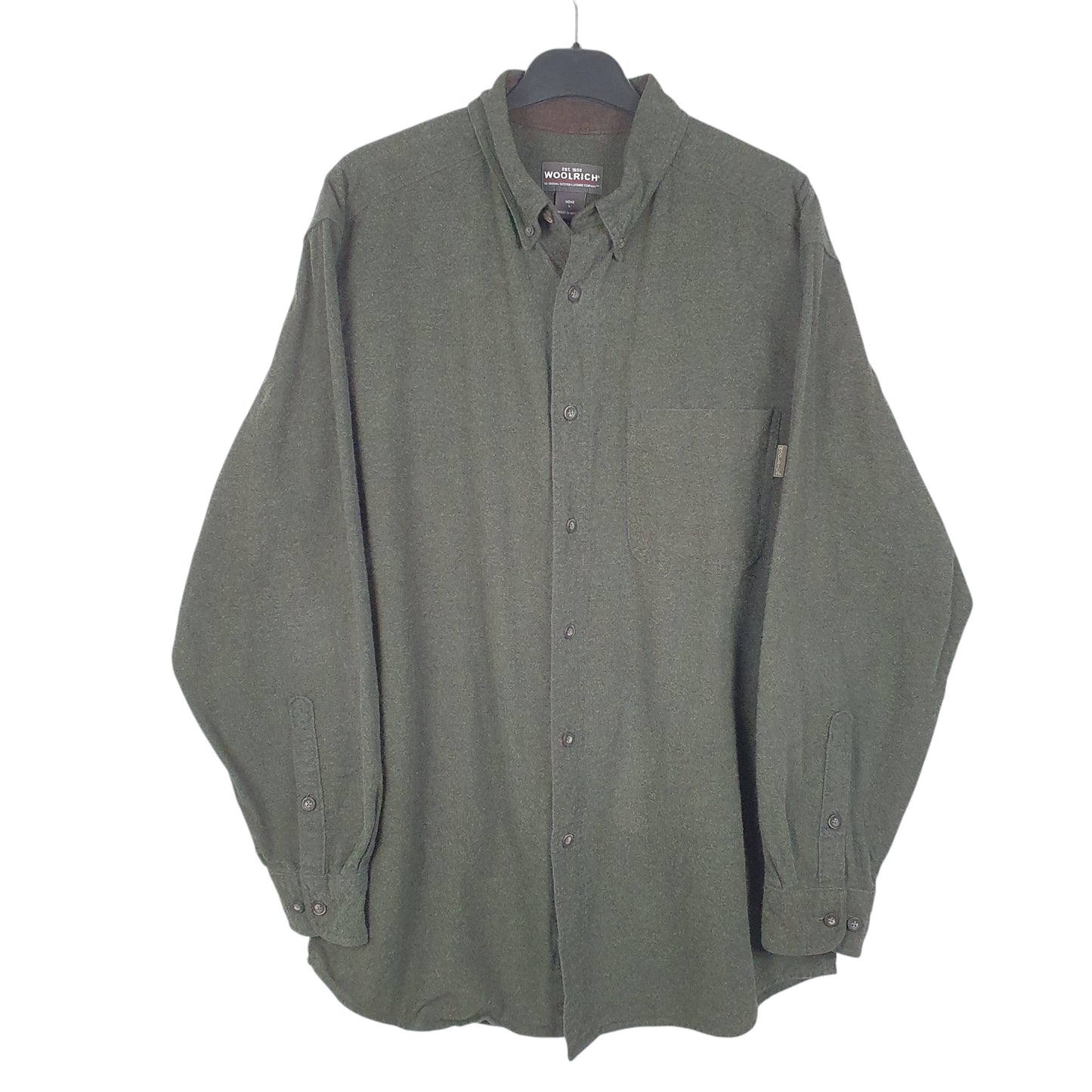 Mens Green Woolrich Chamois Overshirt Shacket Long Sleeve Shirt