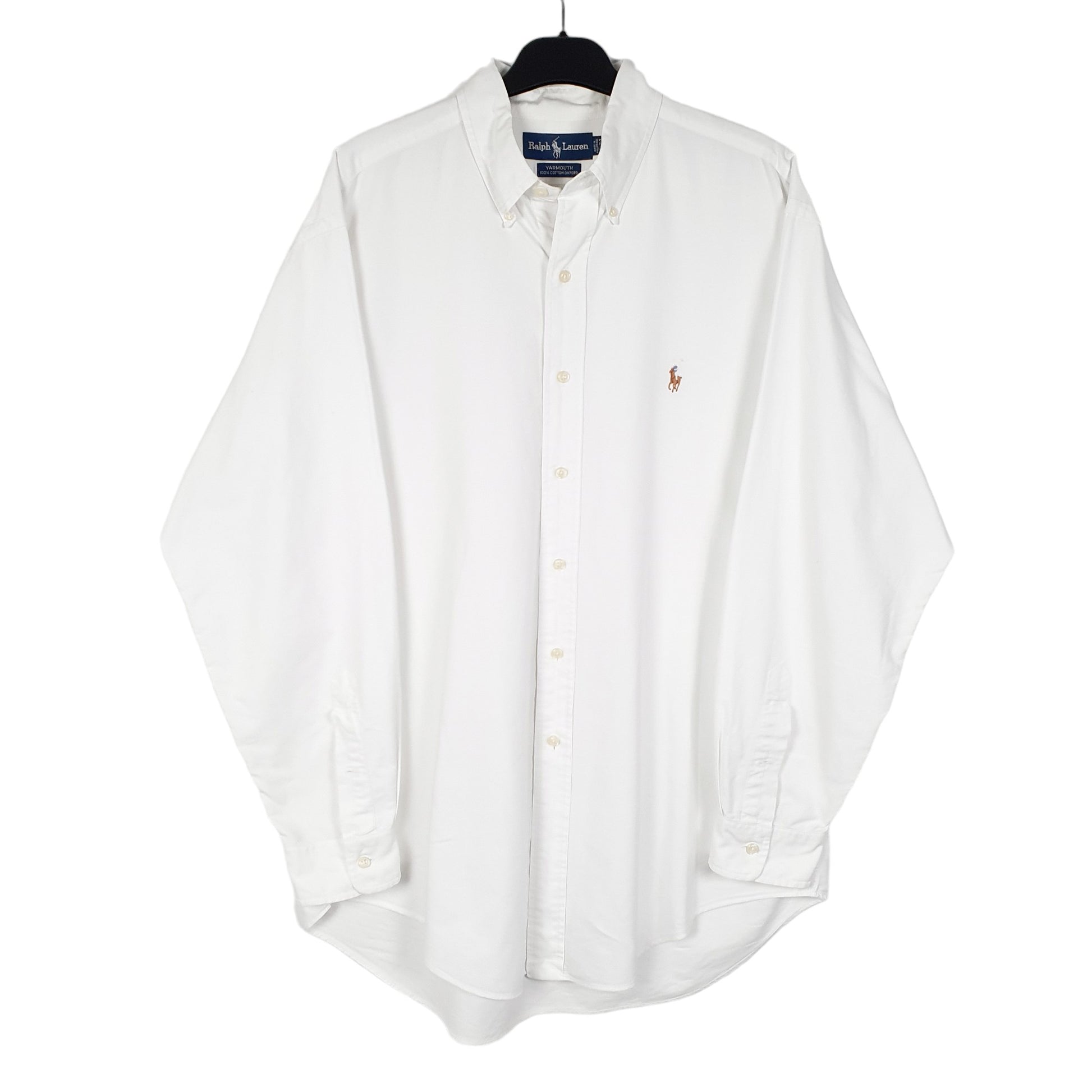 Mens White Polo Ralph Lauren Oxford Long Sleeve Shirt