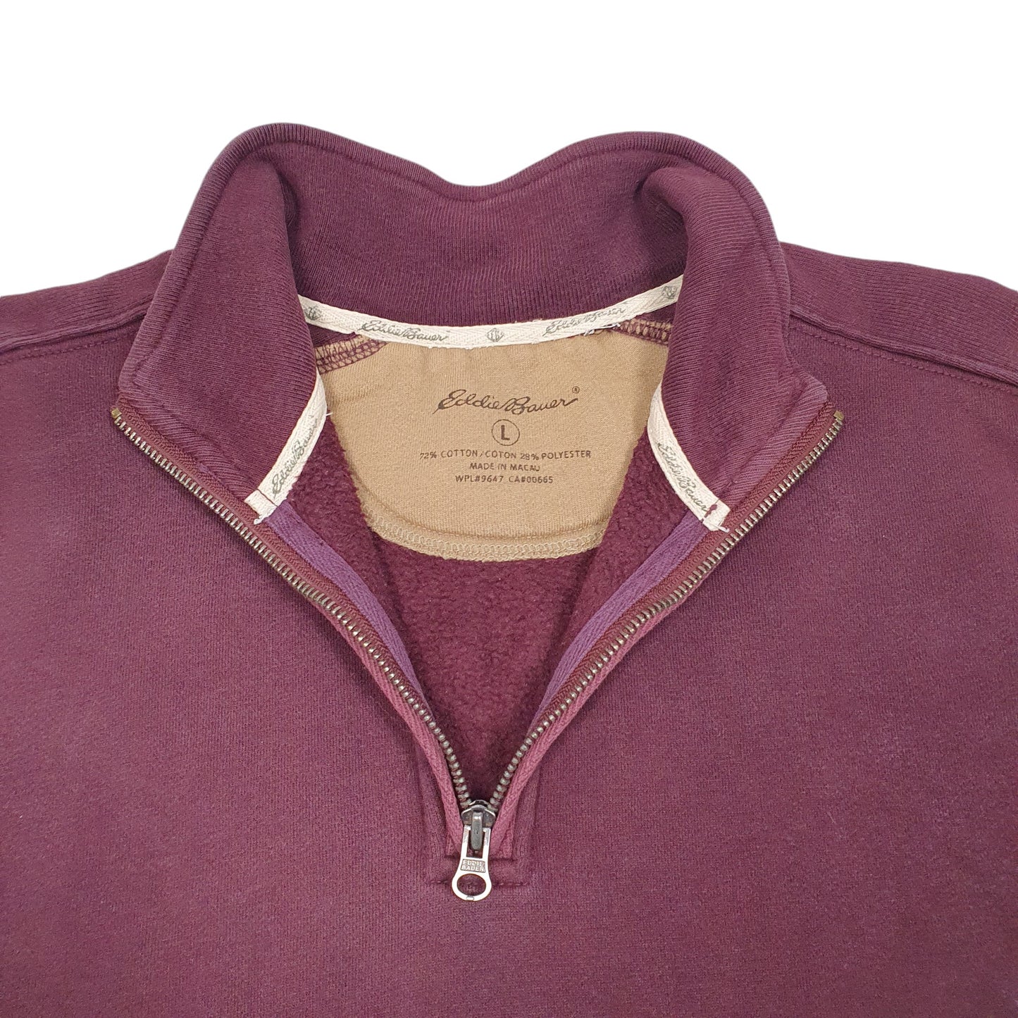 Mens Burgundy Eddie Bauer Sweater Quarter Zip Jumper