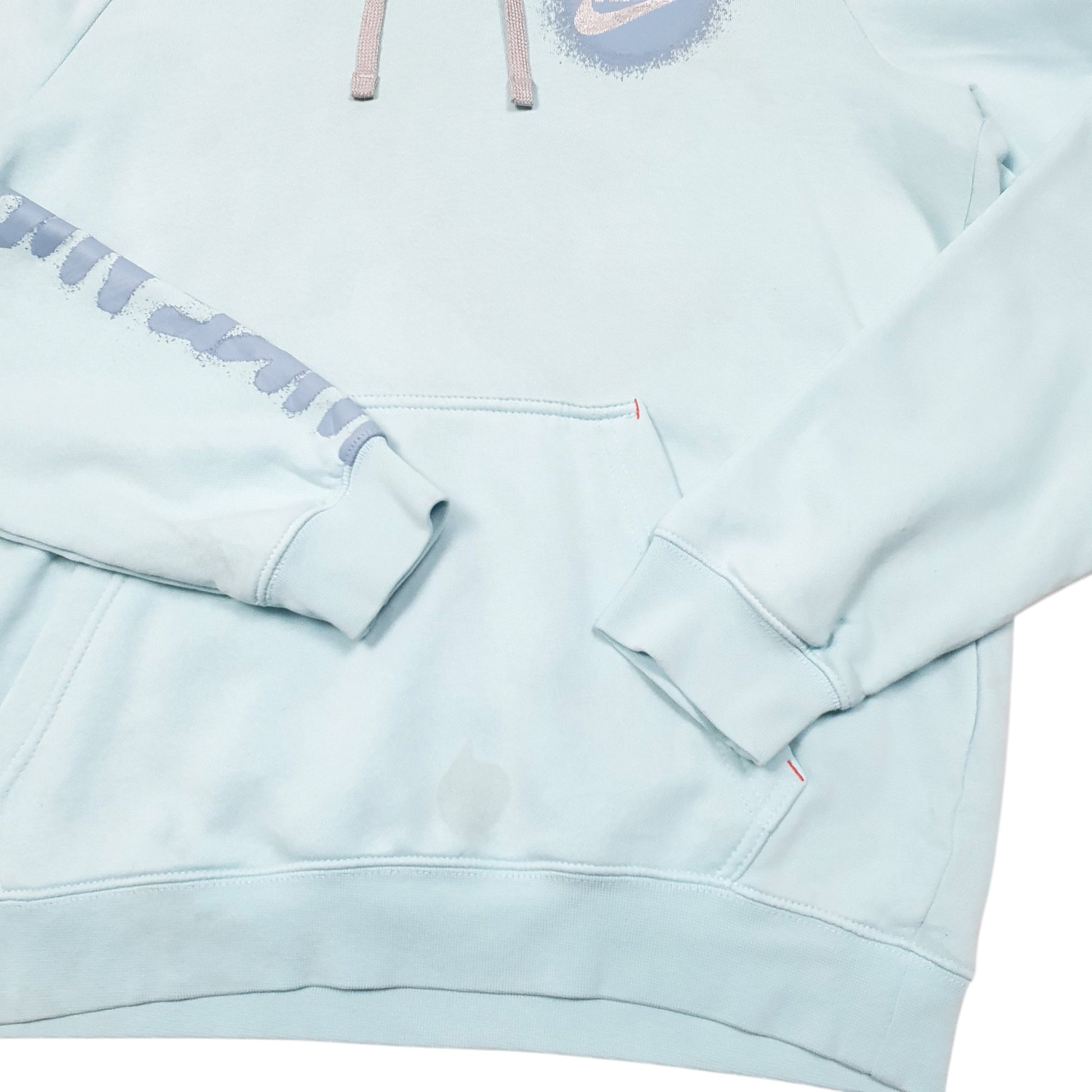 Mens Blue Nike Air Spray Paint Spellout Hoodie Jumper