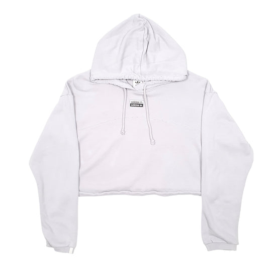 Womens Grey Adidas Cropped Short Workout Hoodie Jumper