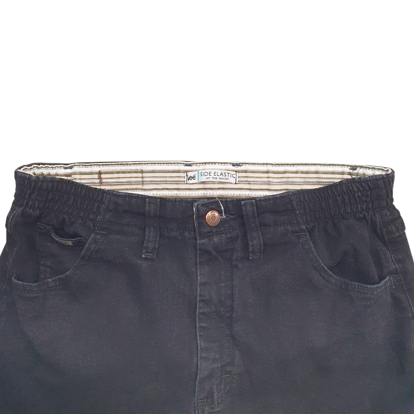 Womens Black Lee Side Elastic At The Waist Casual JeansW28 L30