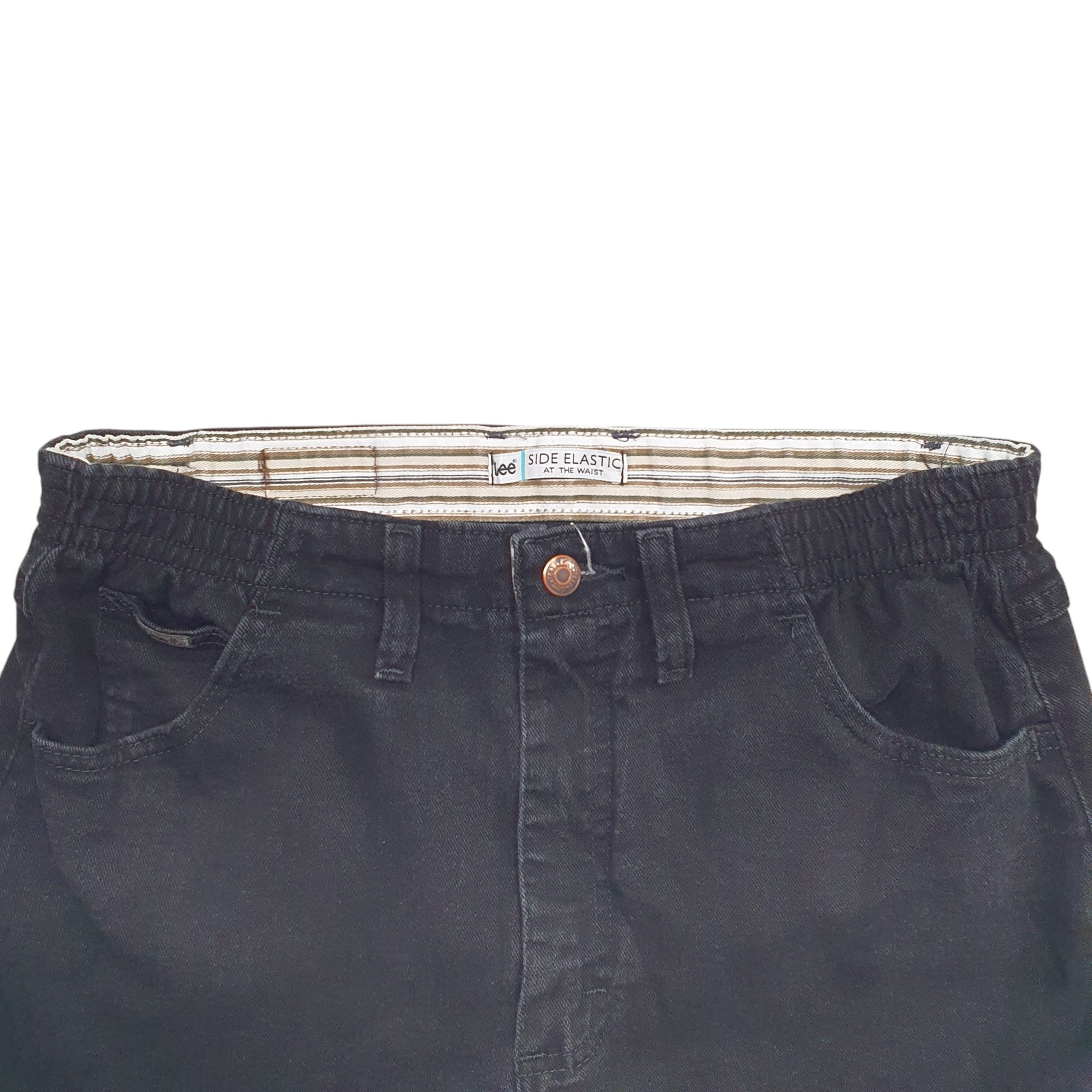 Womens Black Lee Side Elastic At The Waist Casual JeansW28 L30