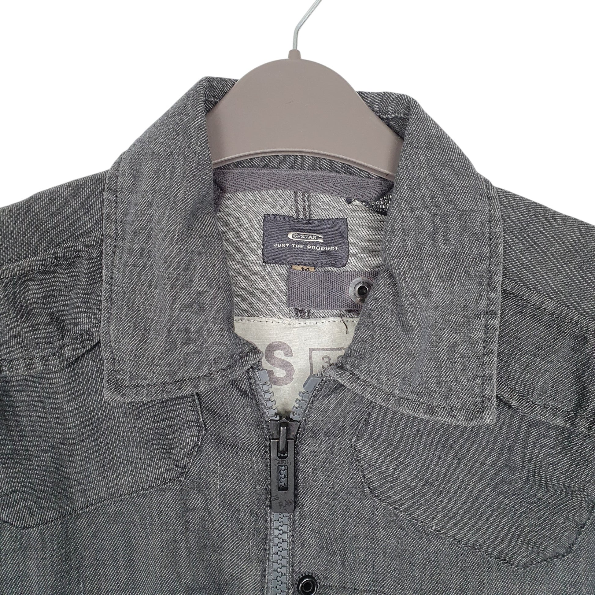 Mens Grey G Star Raw Shacket Zip Denim Long Sleeve Shirt