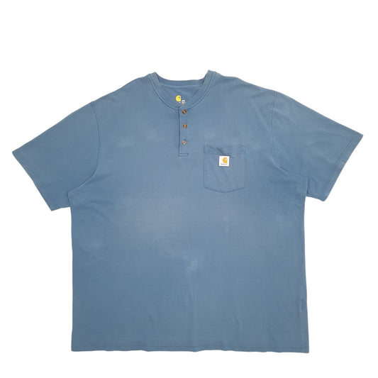 Mens Blue Carhartt Button Up Short Sleeve T Shirt