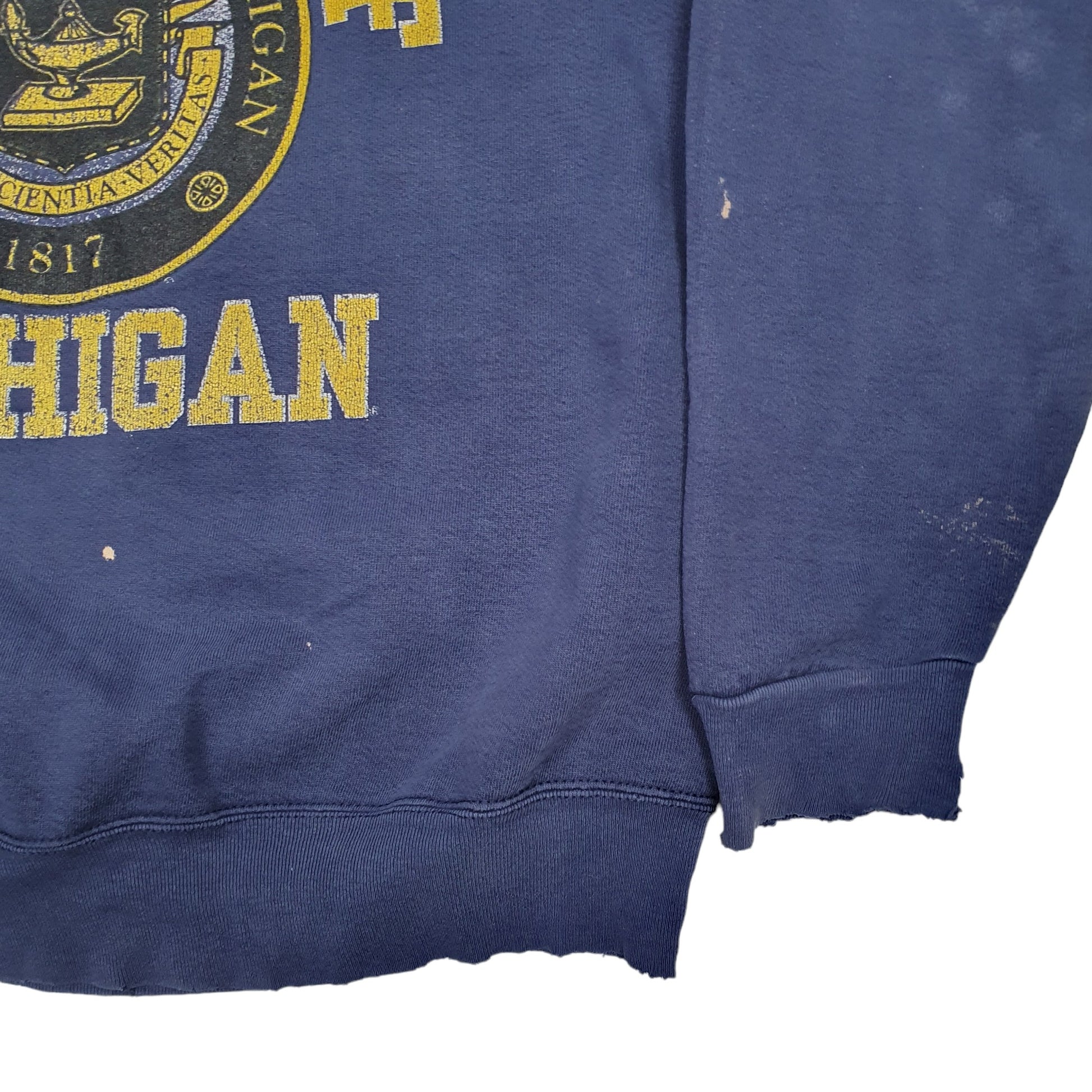 Mens Navy Fruit Of The Loom University of Michigan Vintage 90's Made In USA Crewneck Jumper