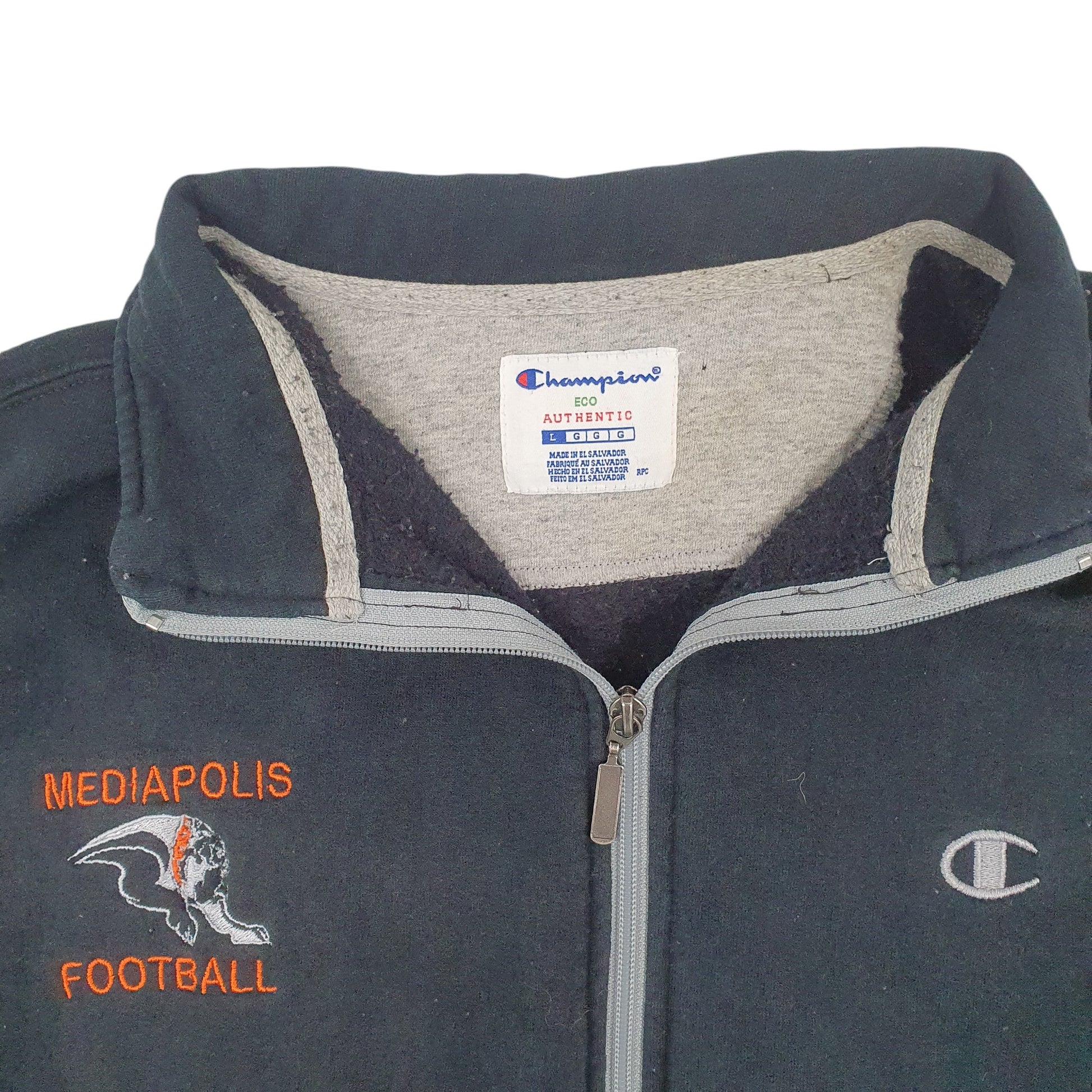 Mens Navy Champion Mediapolis Football Full Zip Jumper