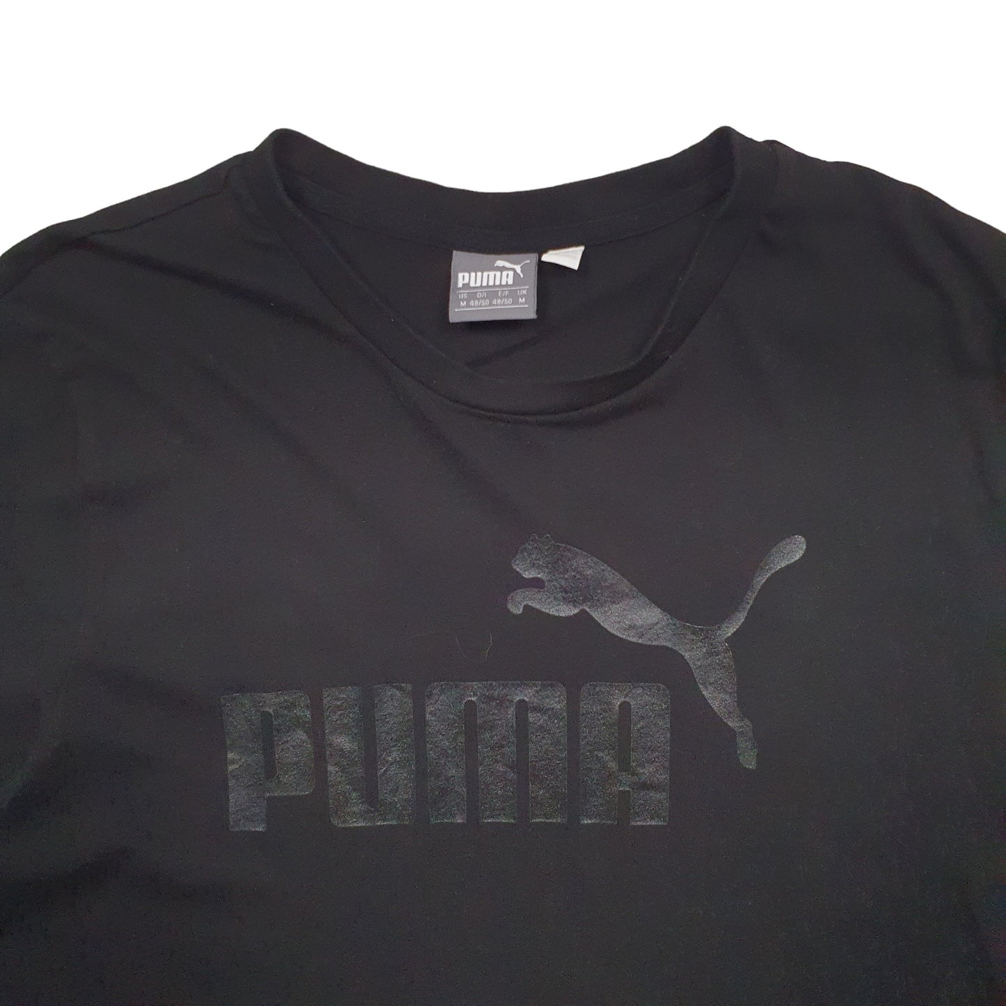 Mens Black Puma Spellout Short Sleeve T Shirt