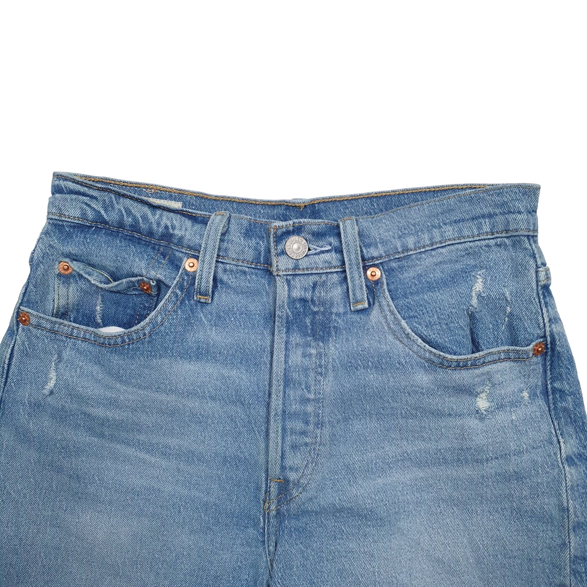 Womens Blue Levis 501 Jorts Distressed Denim Shorts