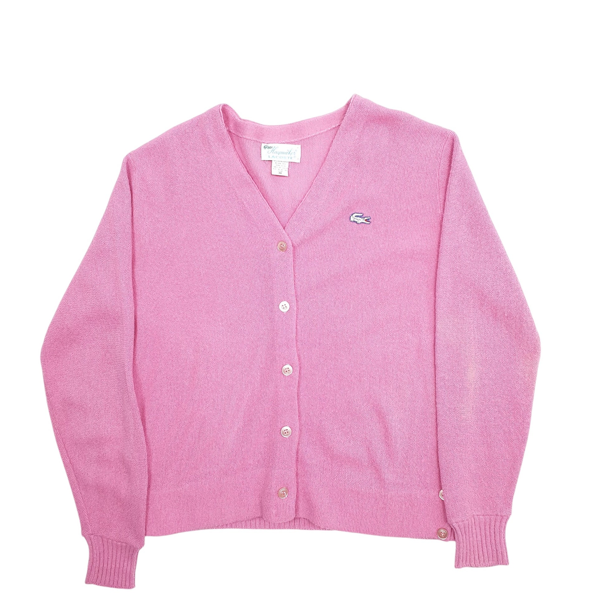 Womens Pink Lacoste Faint bleaching marks to front and arm. Cardigan Jumper