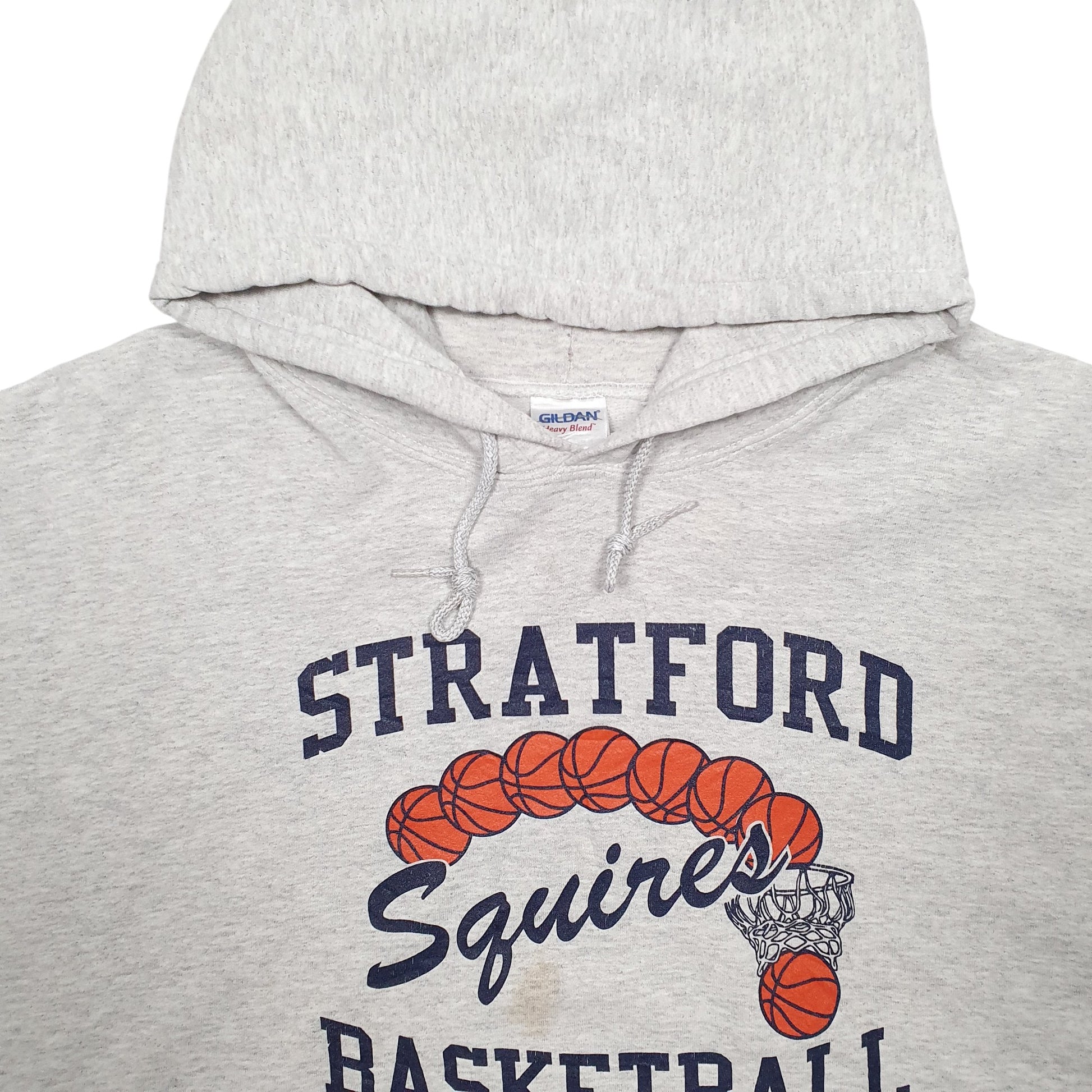 Mens Grey Gildan Stratford Basketball Spellout Hoodie Jumper
