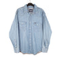 Mens Blue Wrangler Denim Jeans Western Pearl Snap Cowboy Long Sleeve Shirt