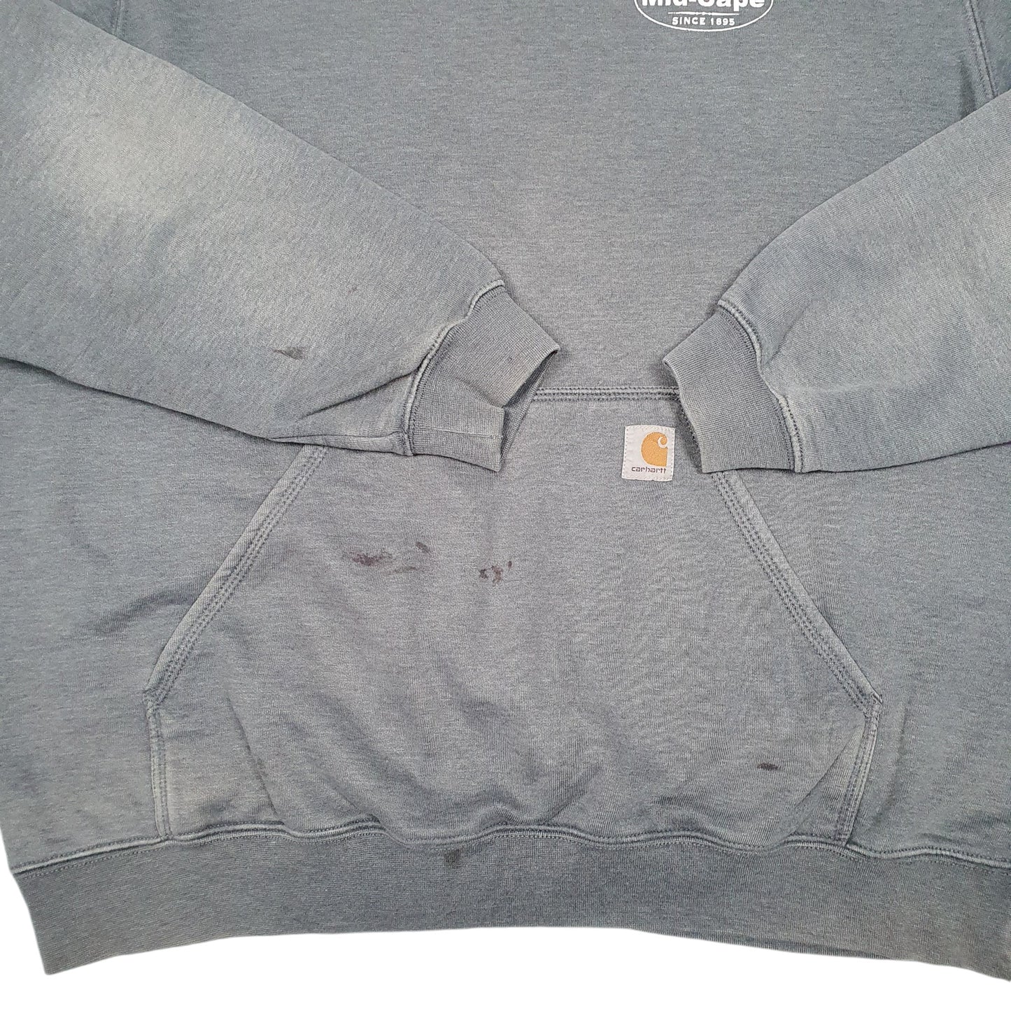 Mens Grey Carhartt Mid Cape Windows & Doors USA Workwear Hoodie Jumper