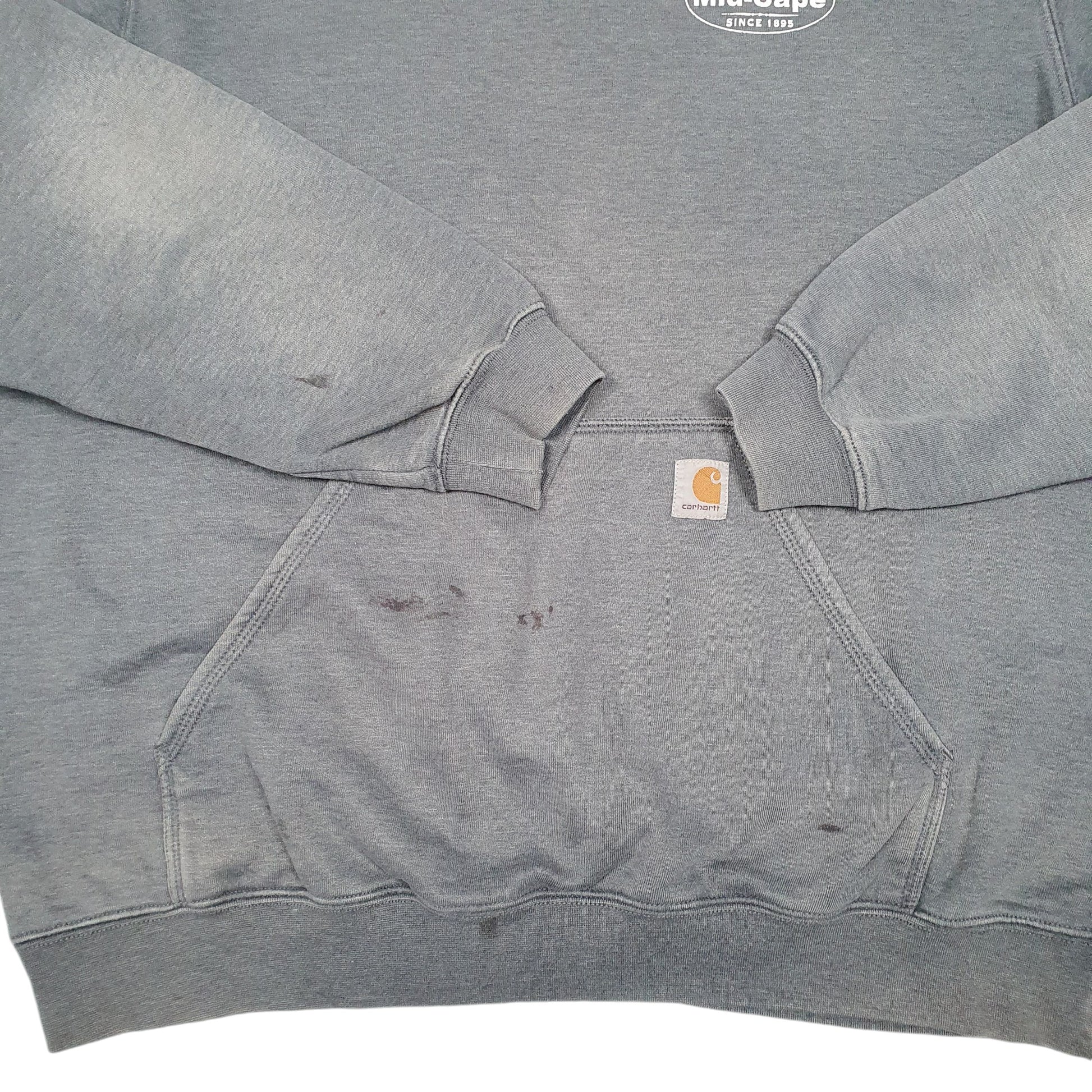 Mens Grey Carhartt Mid Cape Windows & Doors USA Workwear Hoodie Jumper