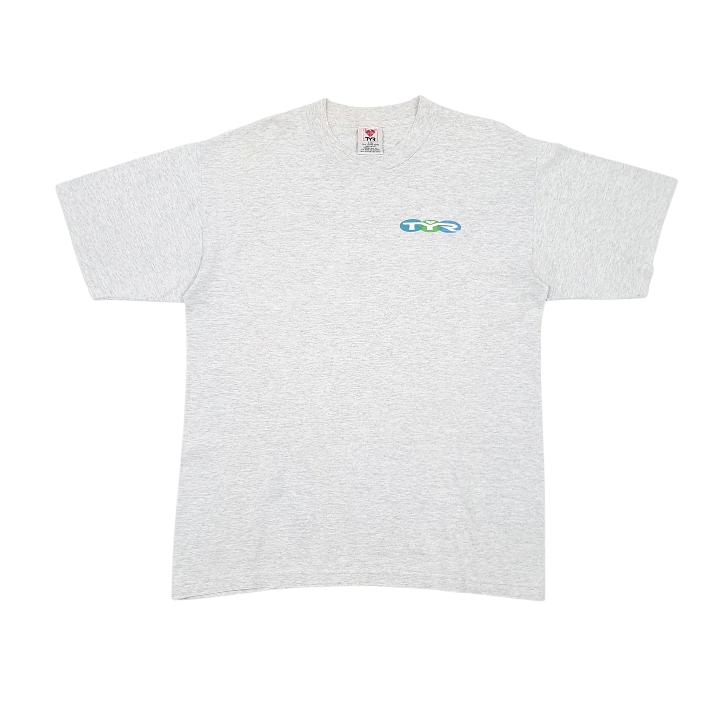 Mens Grey TYR Single Stitch Vintage 90s Short Sleeve T Shirt