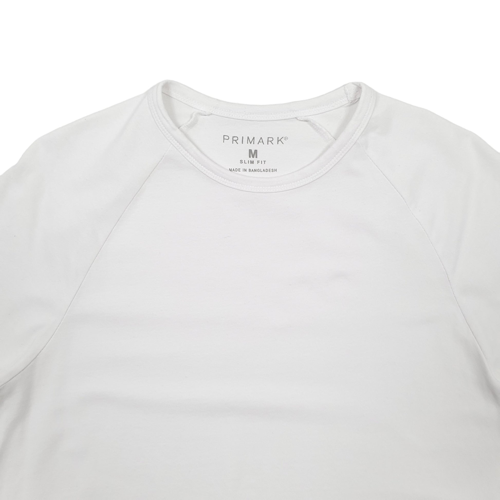 Mens White Primark Slim Fit Short Sleeve T Shirt