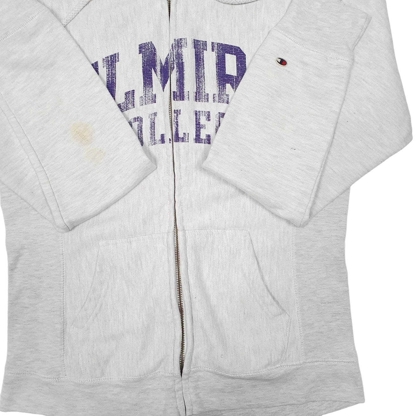 Womens Grey Champion Hoodie Elmira College USA Reverse Weave Full Zip Jumper
