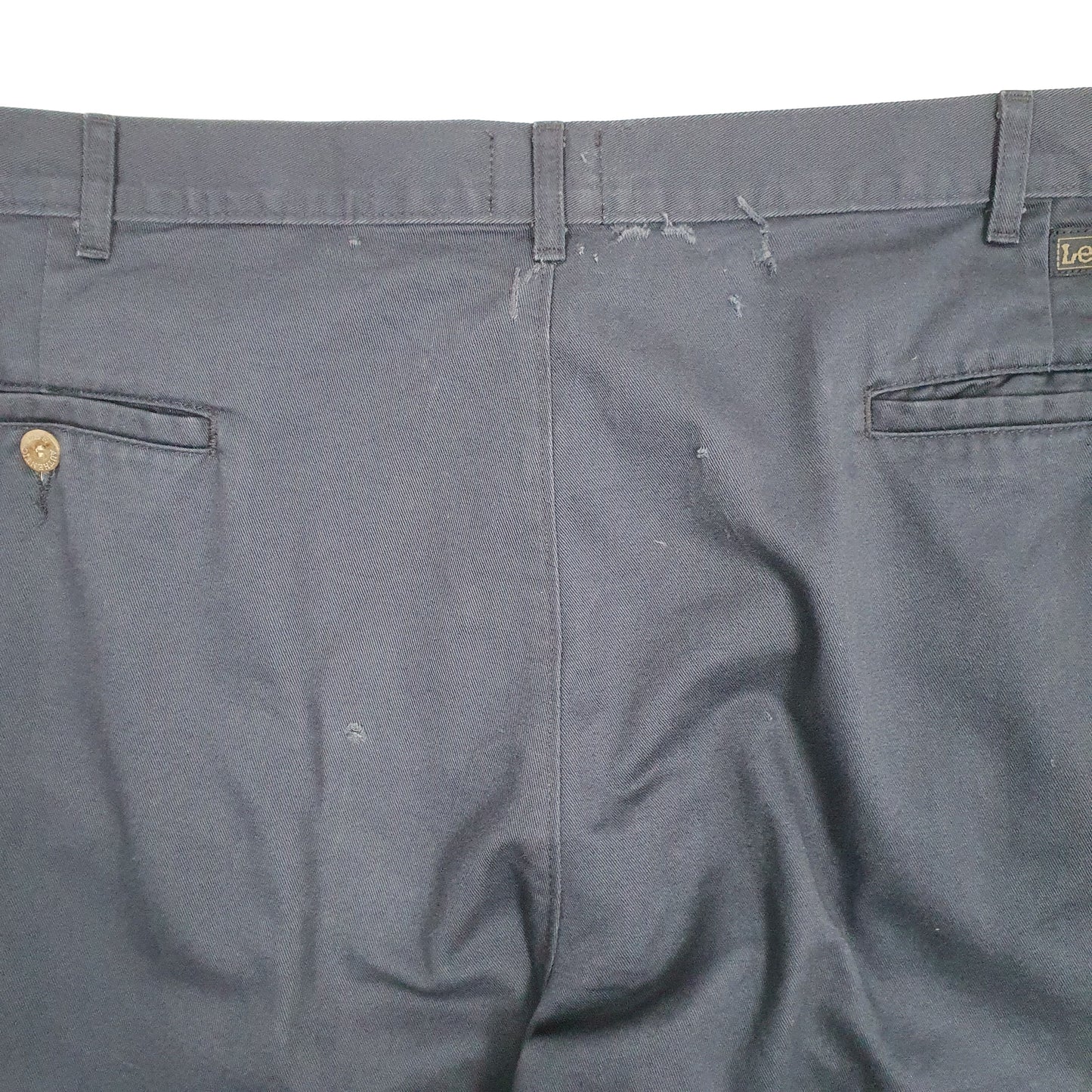 Mens Navy Lee Vintage 1980s Pleated Chino Trousers