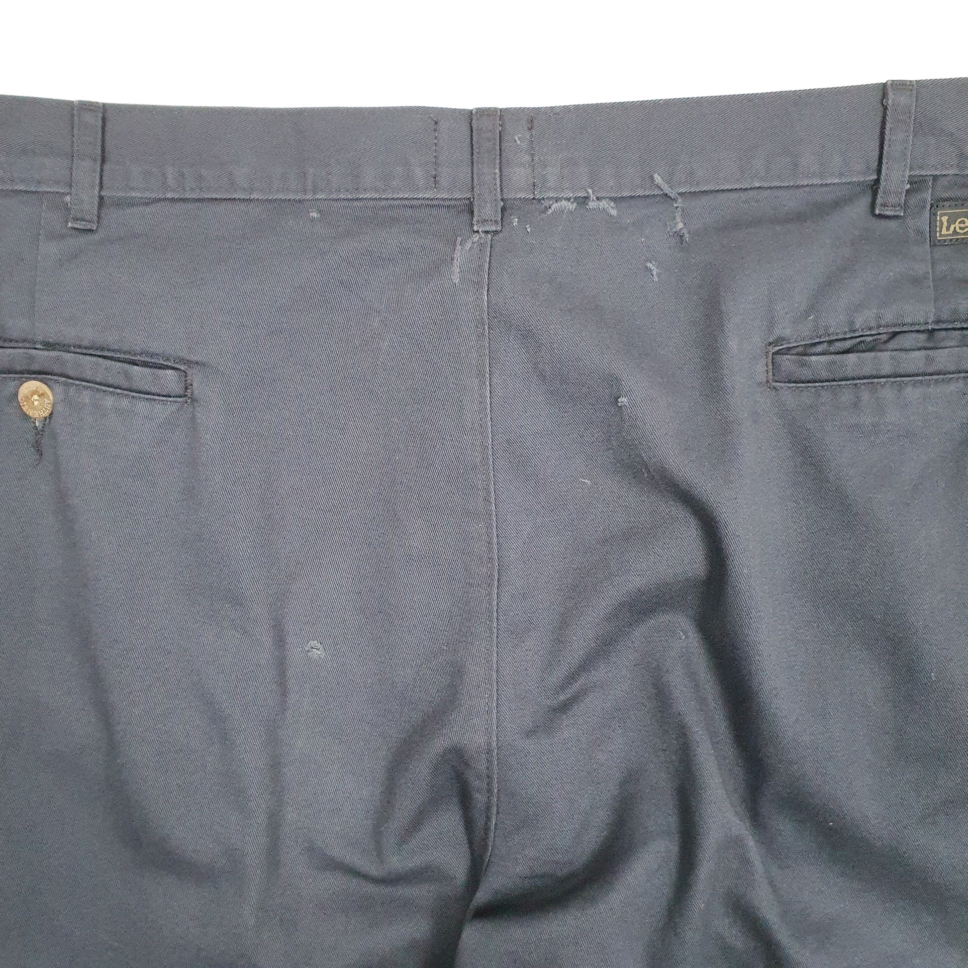 Mens Navy Lee Vintage 1980s Pleated Chino Trousers