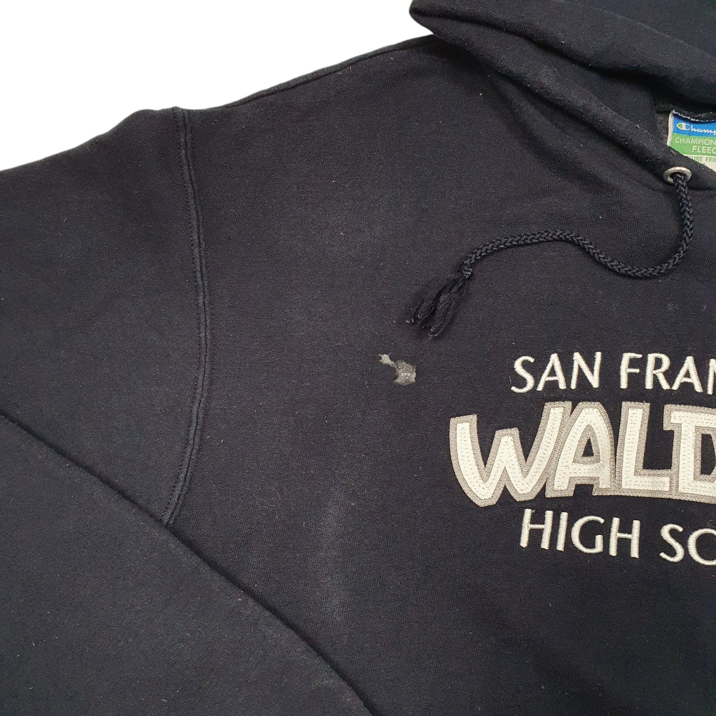 Mens Navy Champion San Francisco Waldorf High School USA Spellout Hoodie Jumper