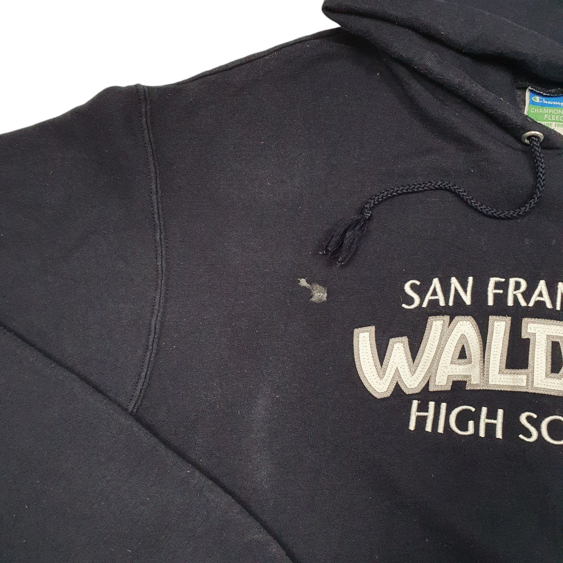 Mens Navy Champion San Francisco Waldorf High School USA Spellout Hoodie Jumper