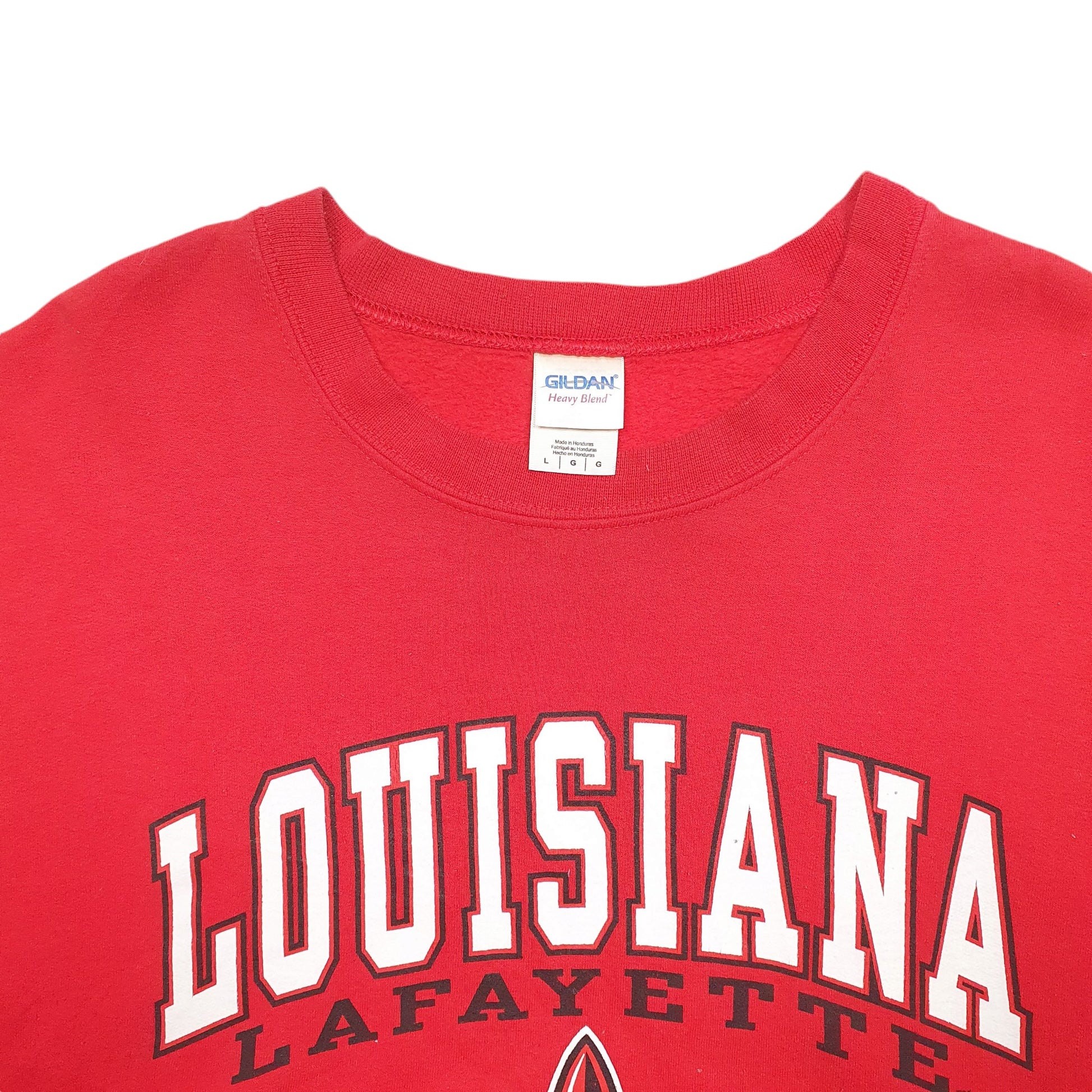 Mens Red Gildan Louiseiana Spellout USA Crewneck Jumper