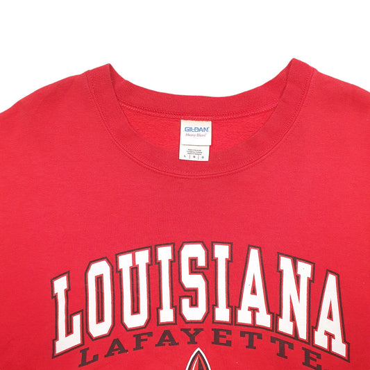 Mens Red Gildan Louiseiana Spellout USA Crewneck Jumper
