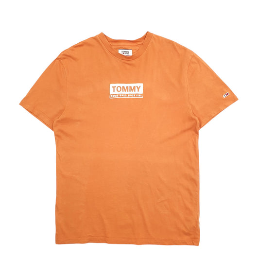 Mens Orange Tommy Hilfiger Spellout Short Sleeve T Shirt