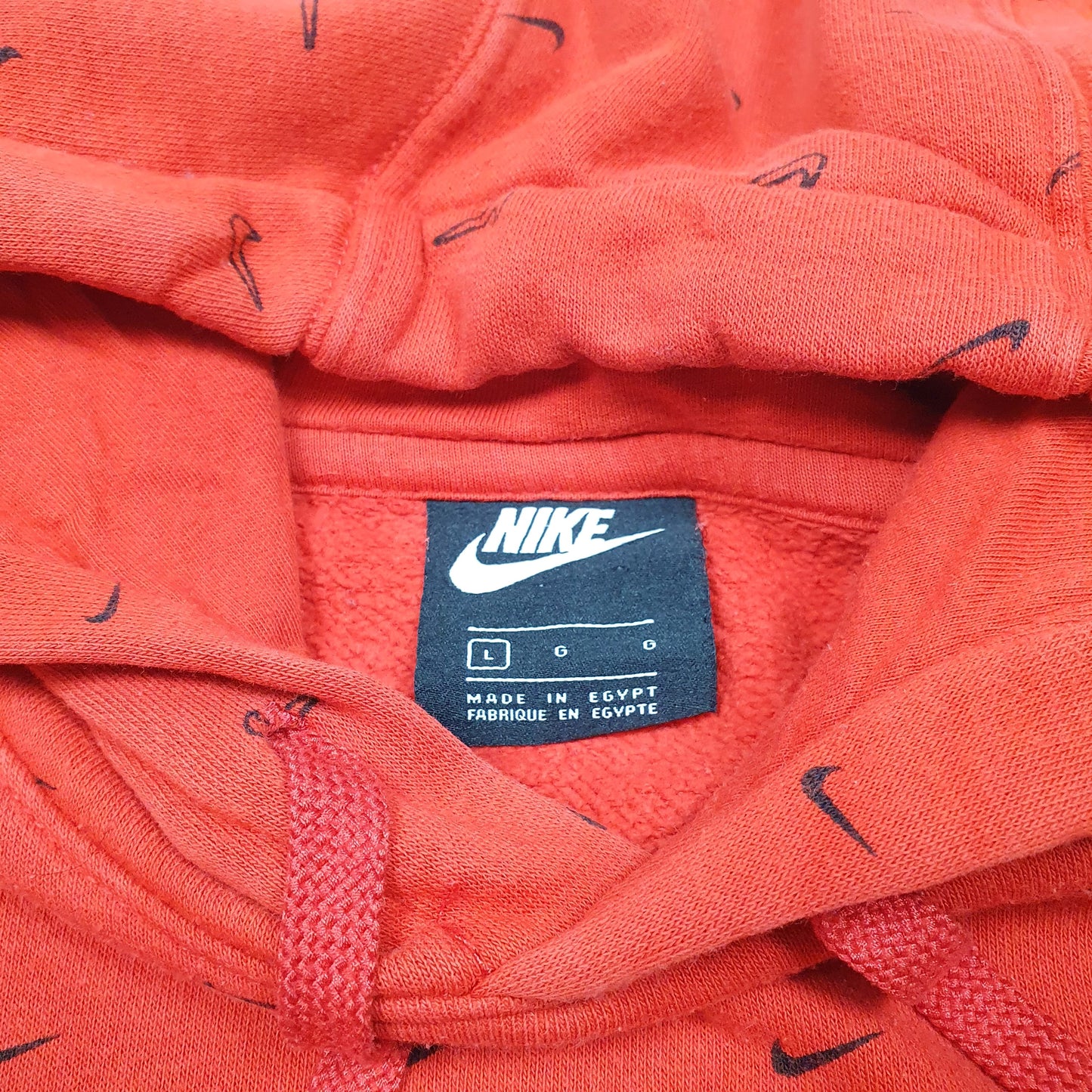 Mens Red Nike Swoosh Print Hoodie Jumper