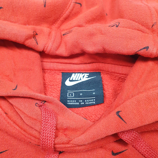 Mens Red Nike Swoosh Print Hoodie Jumper