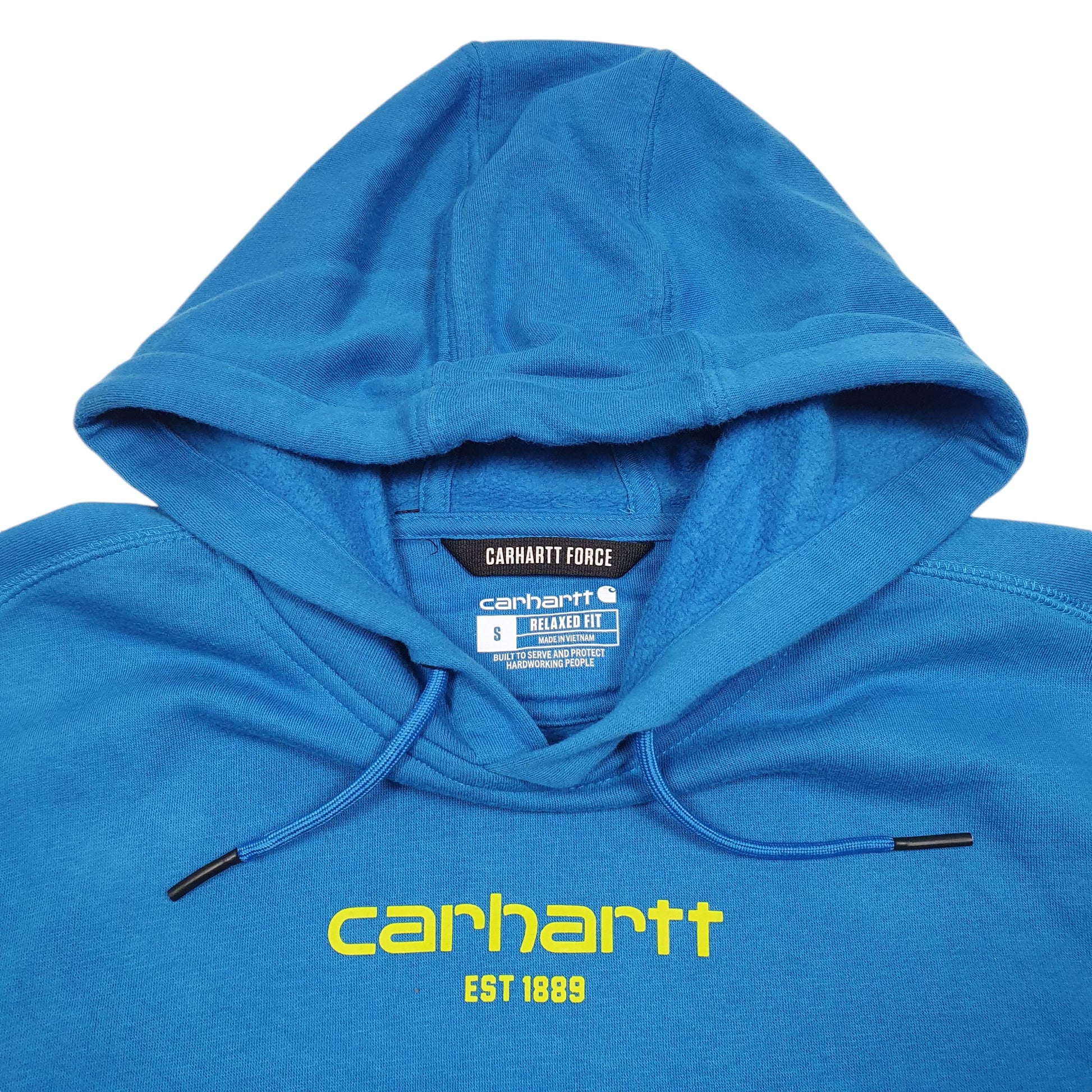 Mens Blue Carhartt Workwear Spellout Force Hoodie Jumper