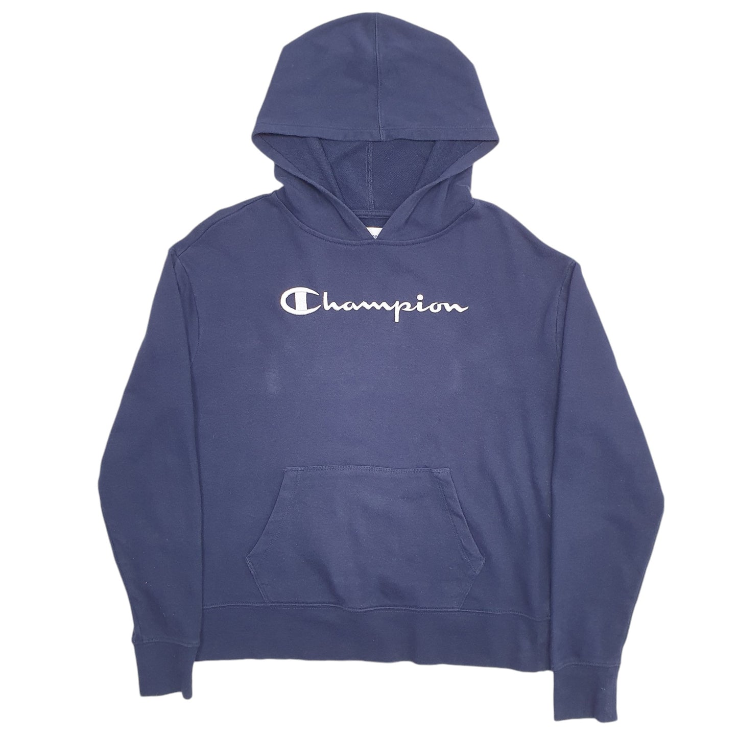 Womens Navy Champion Spellout Hoodie Jumper