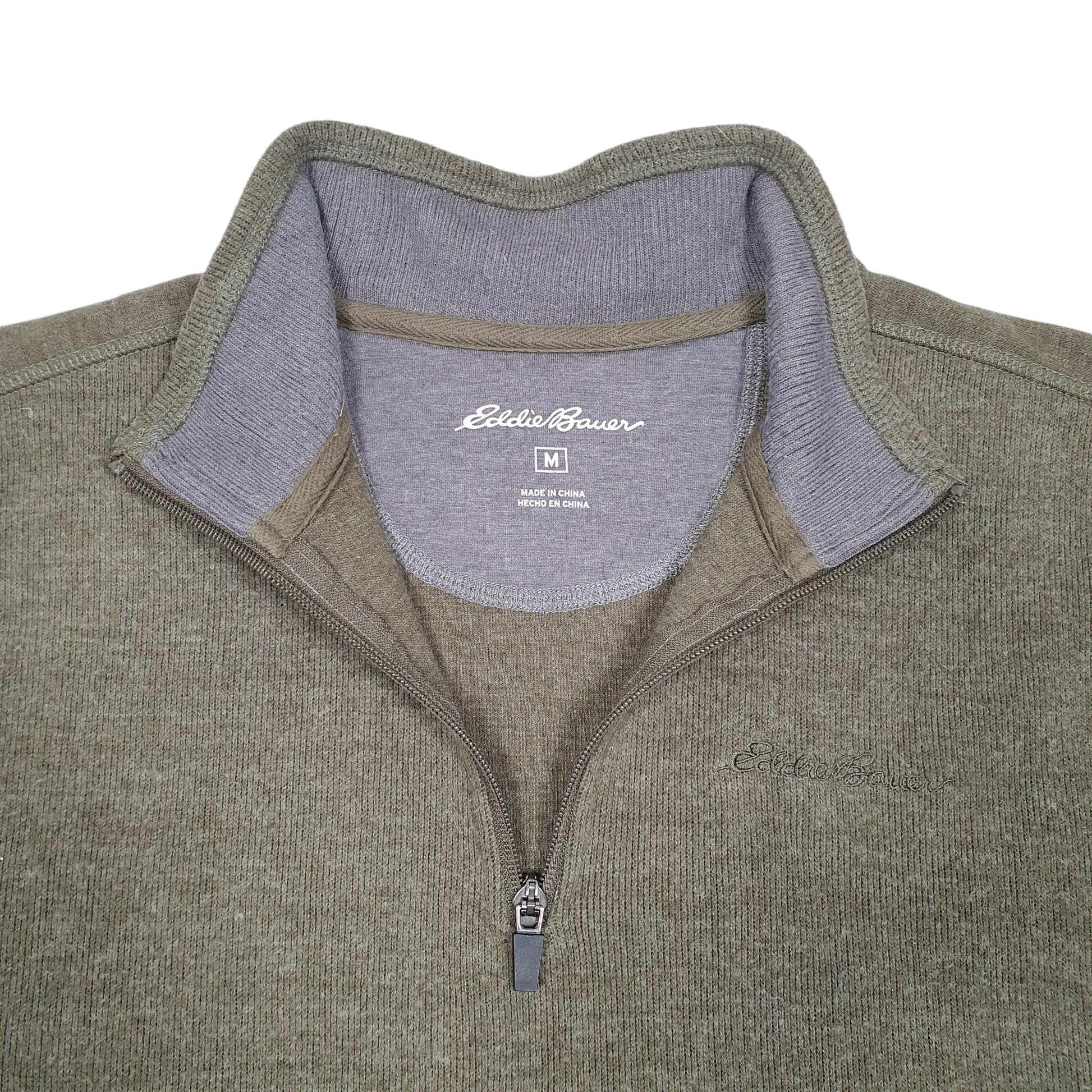 Mens Khaki Eddie Bauer  Quarter Zip Jumper