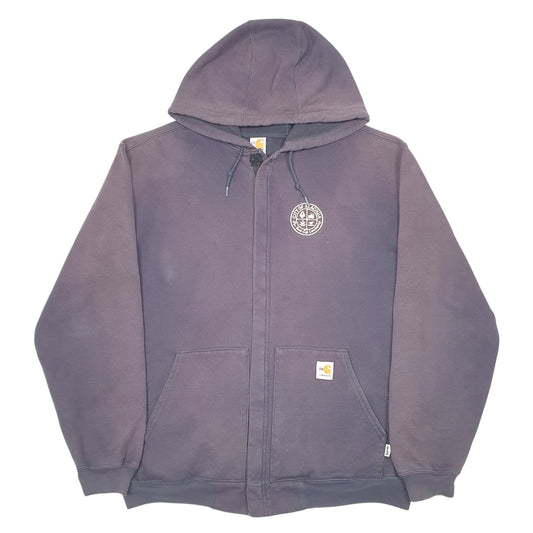 Mens Purple Carhartt Hoodie Workwear Flame Resistant City Of Alachua USA Full Zip Jumper