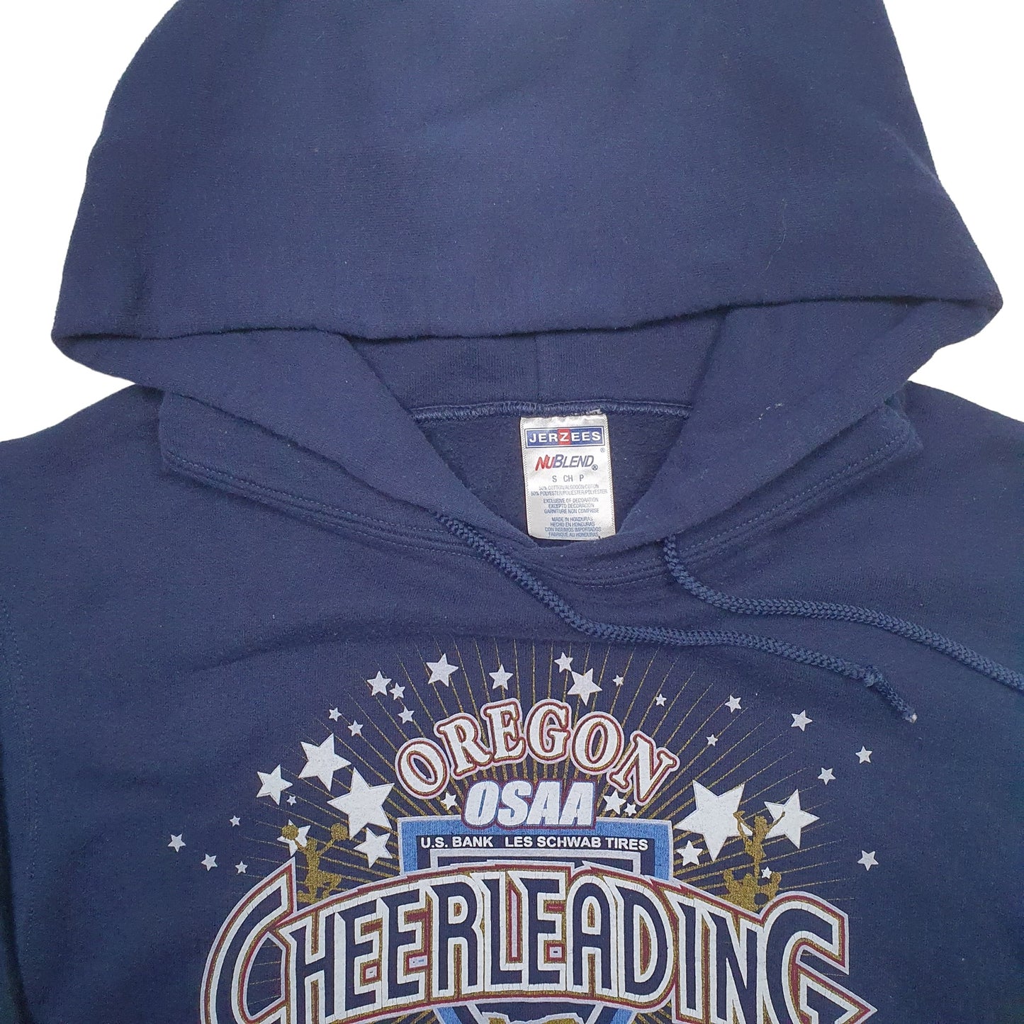 Womens Navy Jerzees Cheerleader USA College Hoodie Jumper