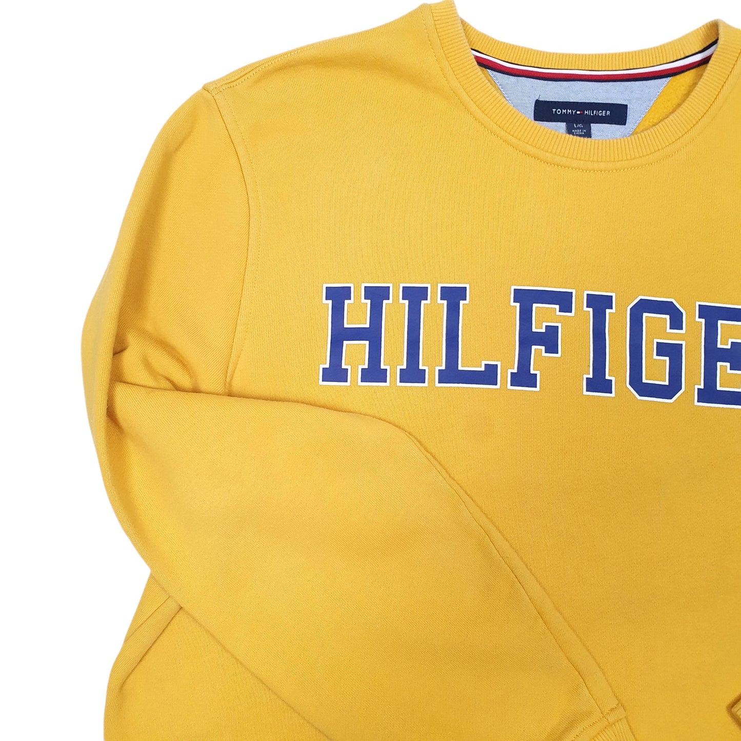 Mens Yellow Tommy Hilfiger Spellout Crewneck Jumper