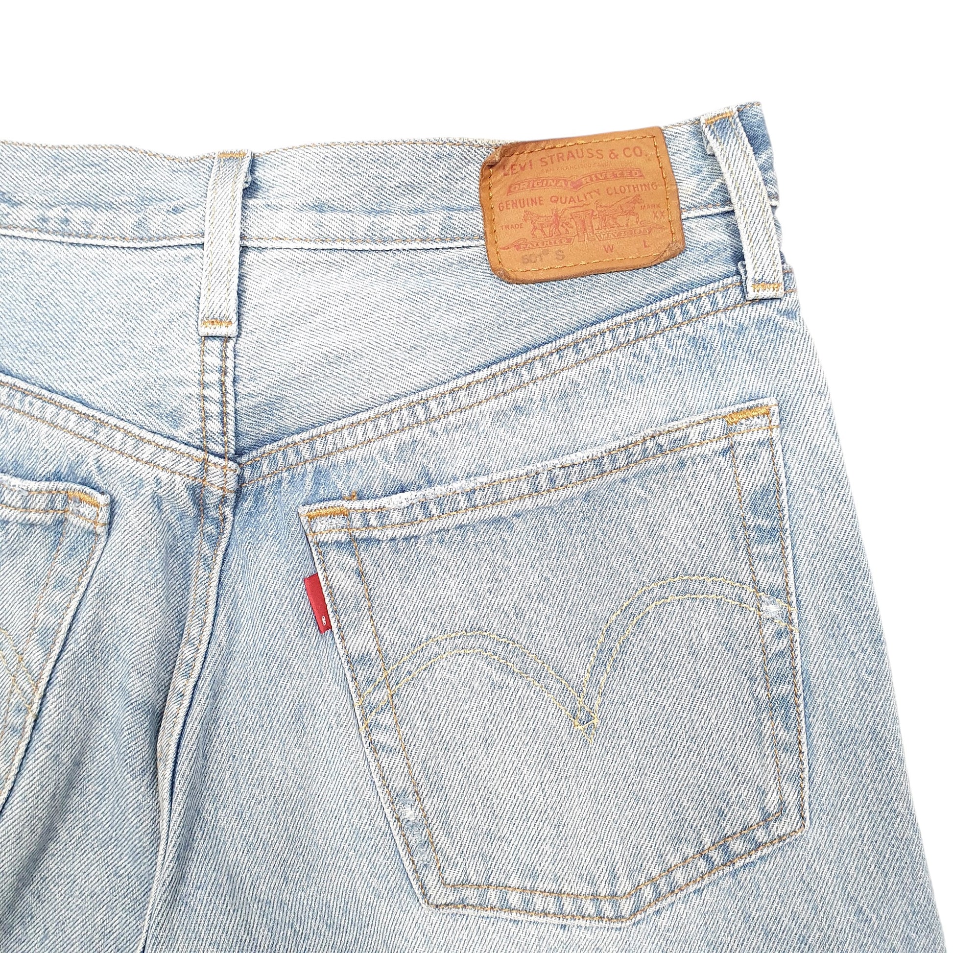 Womens Blue Levis 501 Jorts Distressed Denim Shorts