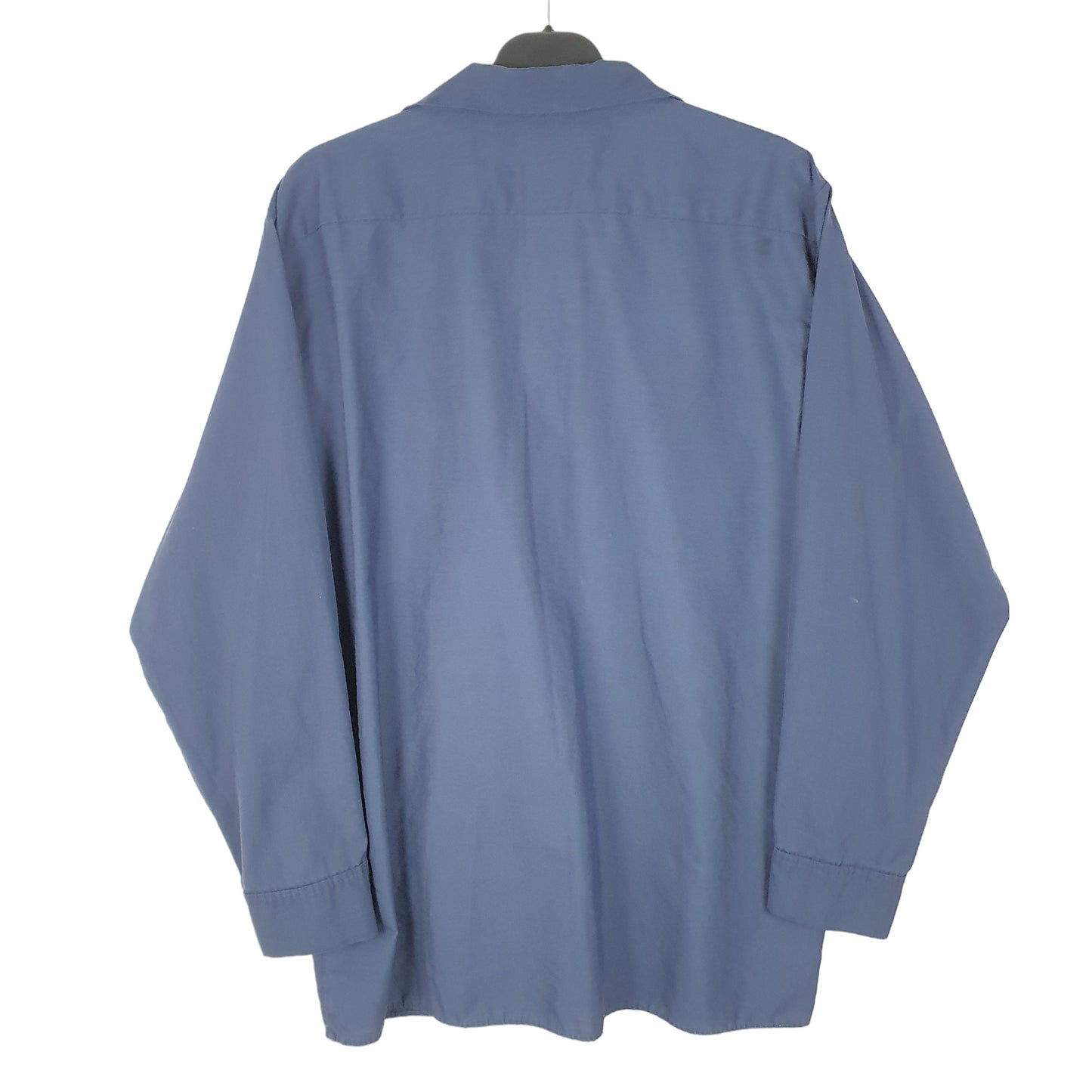 Mens Navy Unbranded Perm Press Workshirt Workwear Long Sleeve Shirt