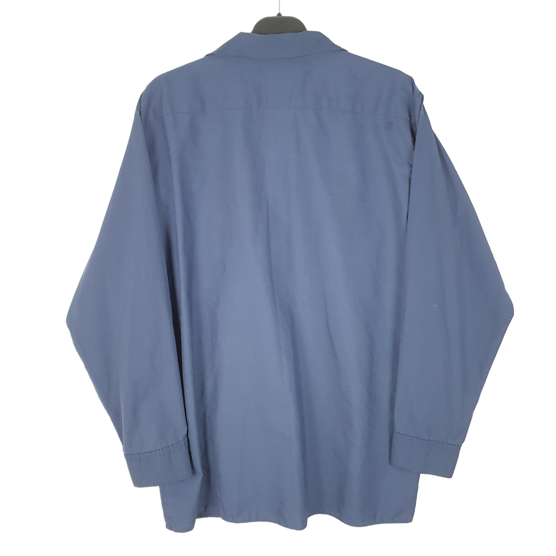 Mens Navy Unbranded Perm Press Workshirt Workwear Long Sleeve Shirt