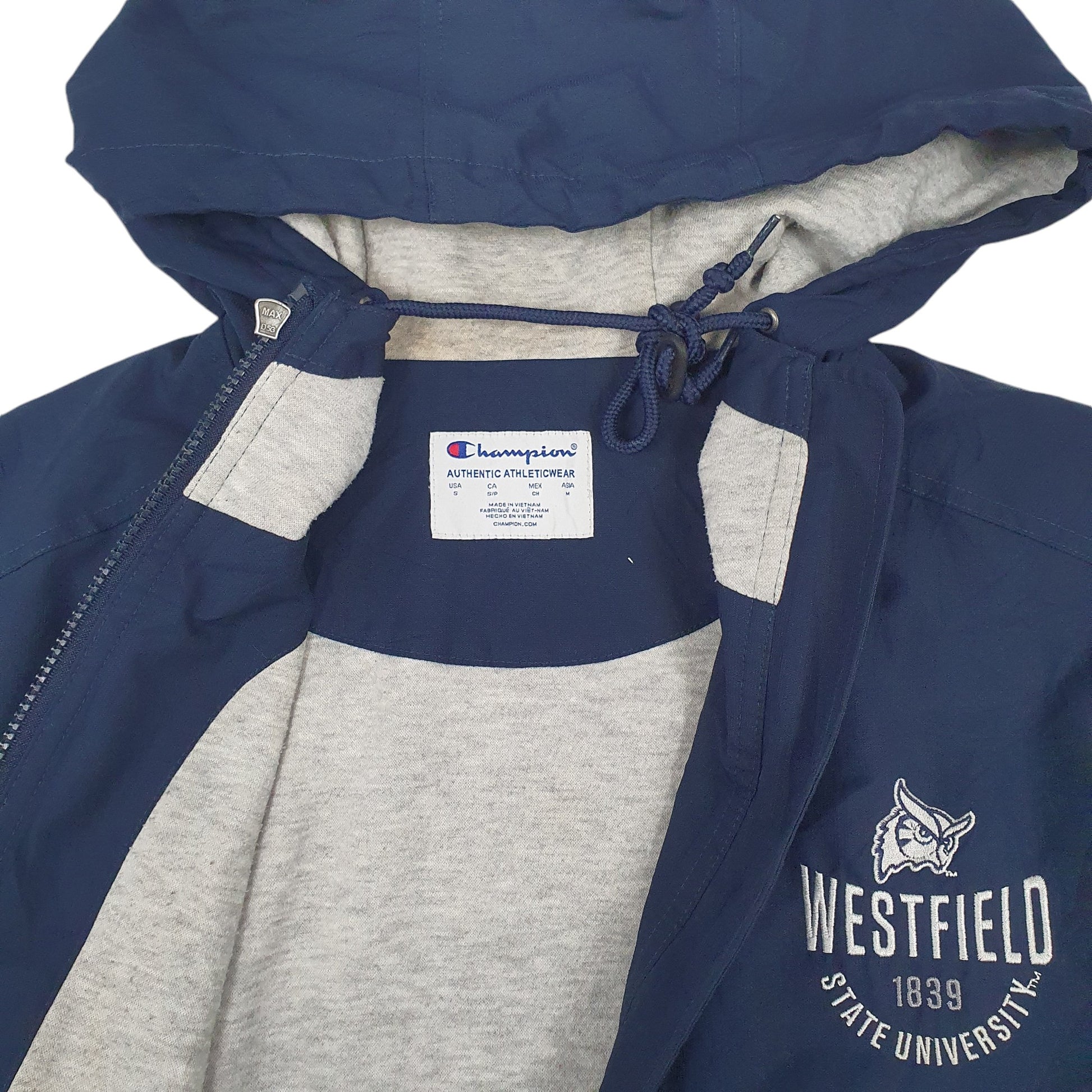 Mens Navy Champion Westfield State University Full Zip Coat